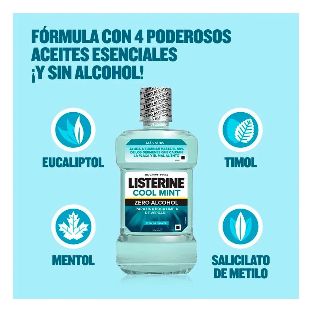 Foto 4 pulgar | Enjuague Bucal Listerine Cool Mint Zero Alcohol 250 ml