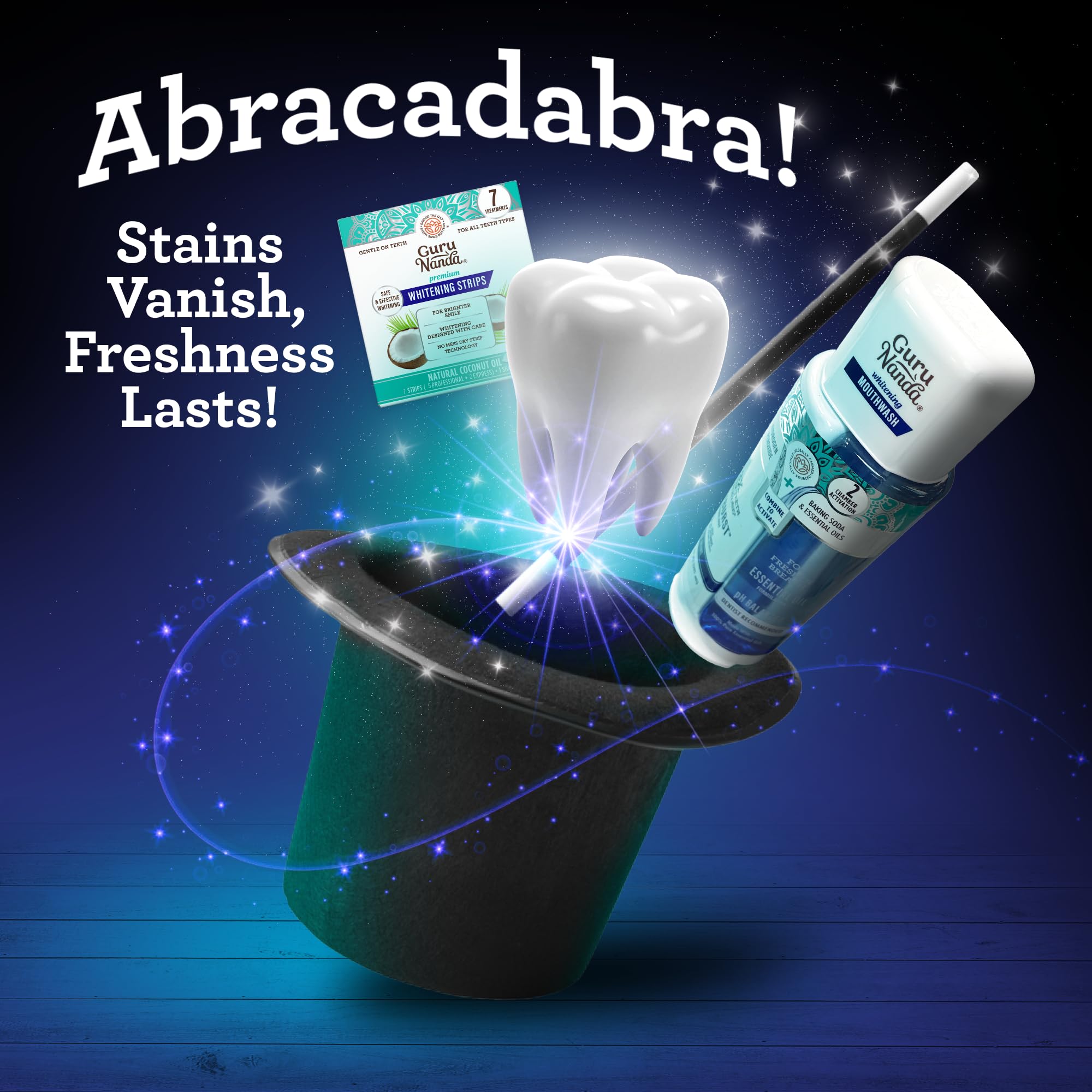 Foto 3 pulgar | Enjuague Bucal Whitening Wonder Duo Gurunanda, 600 Ml Y Tiras Para 7 Días - Venta Internacional.