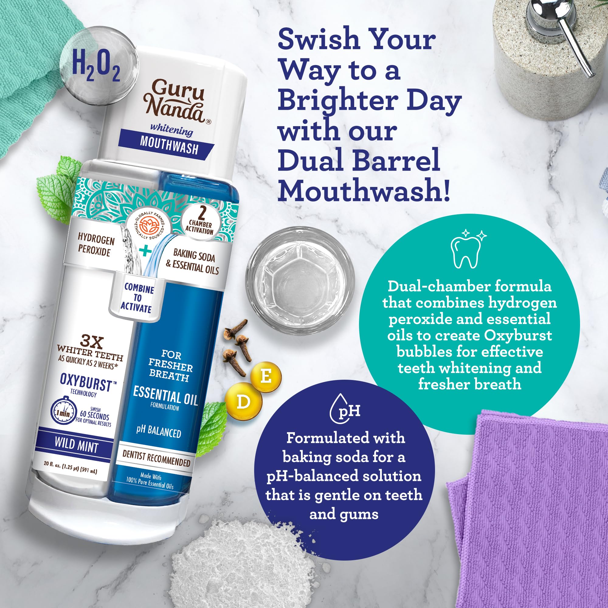 Foto 5 pulgar | Enjuague Bucal Whitening Wonder Duo Gurunanda, 600 Ml Y Tiras Para 7 Días - Venta Internacional.