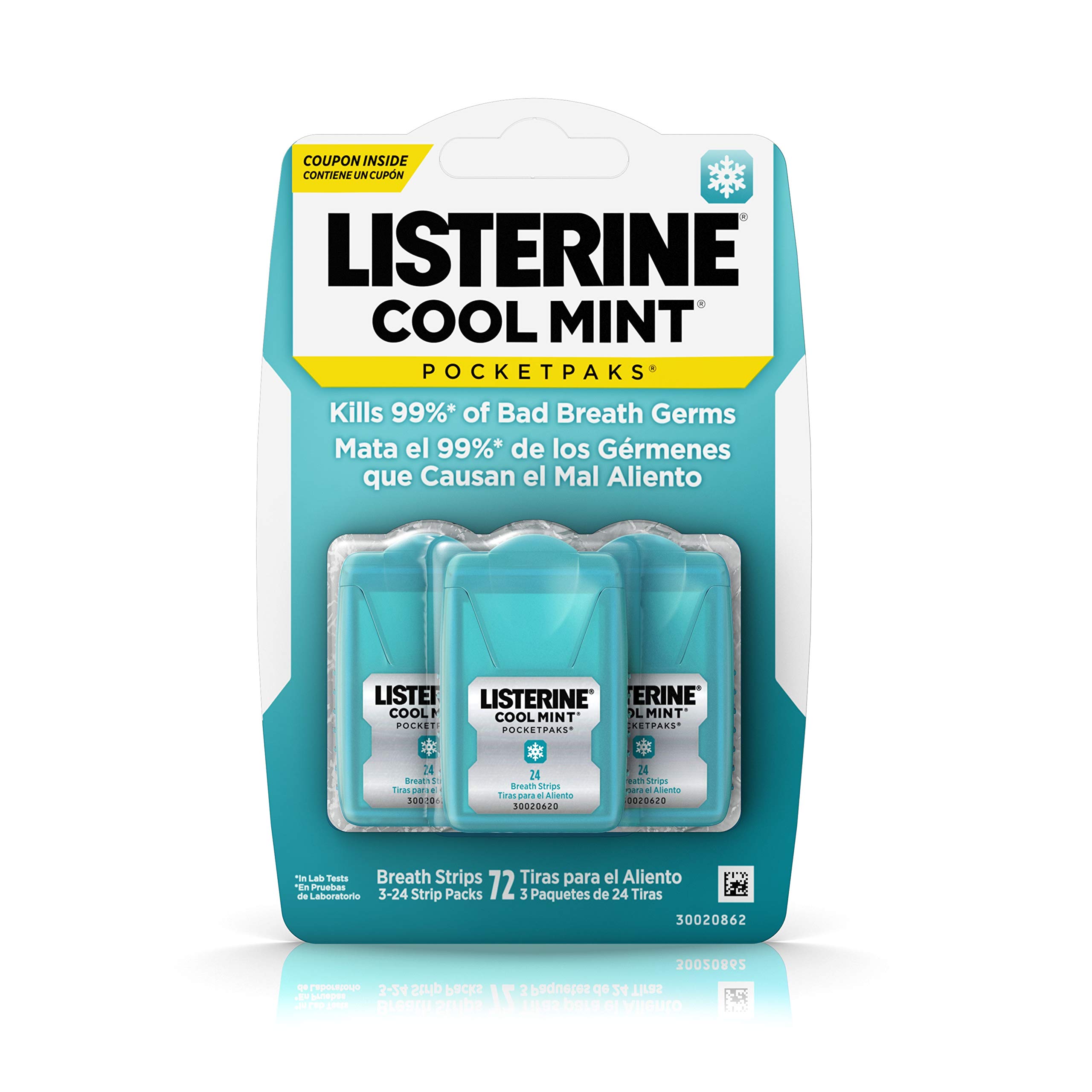 Foto 2 pulgar | Breath Strips Listerine Pocketpaks Cool Mint, 72 Unidades - Venta Internacional.