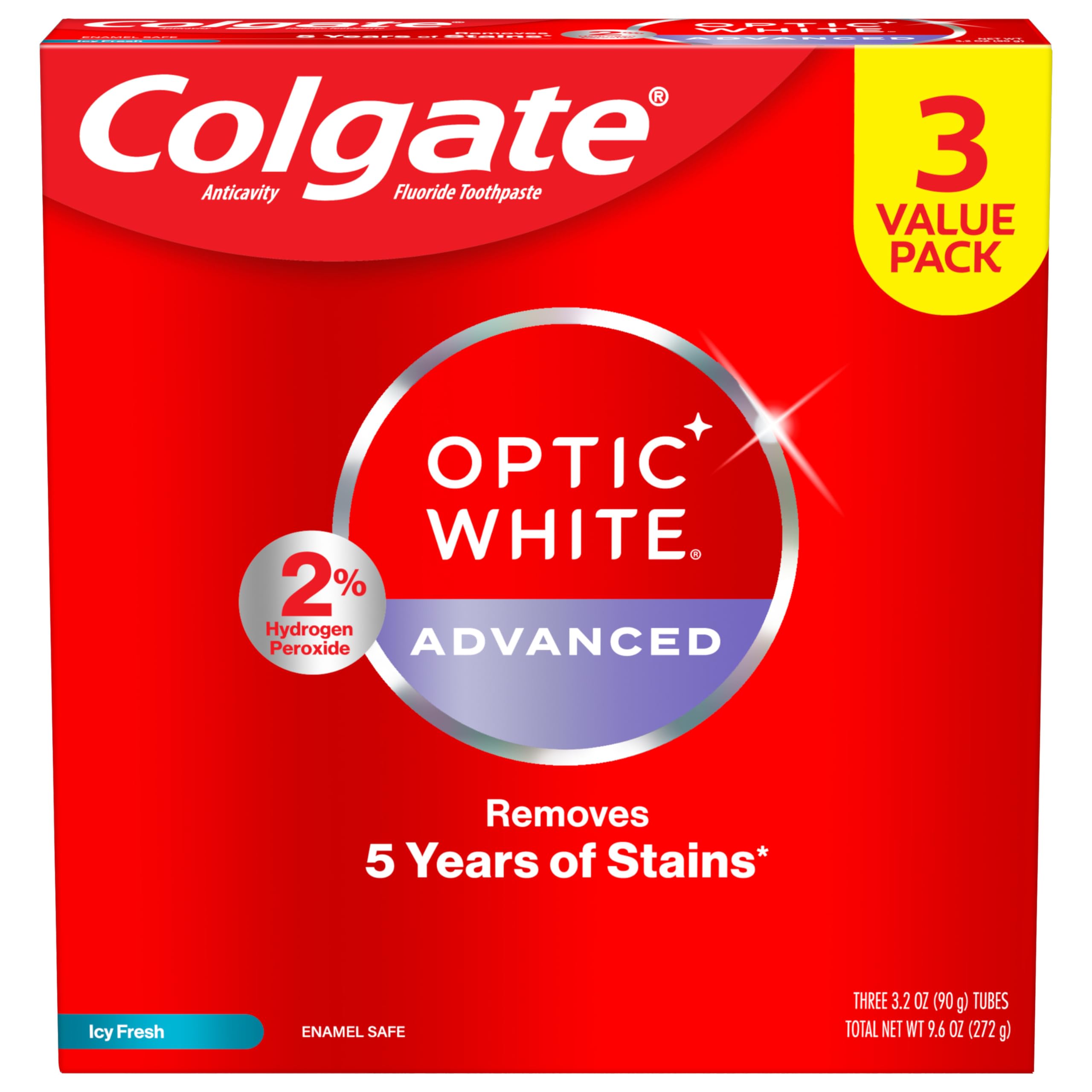 Pasta De Dientes Colgate Optic White Advanced Hydrogen Perxide 90 Ml - Venta Internacional.
