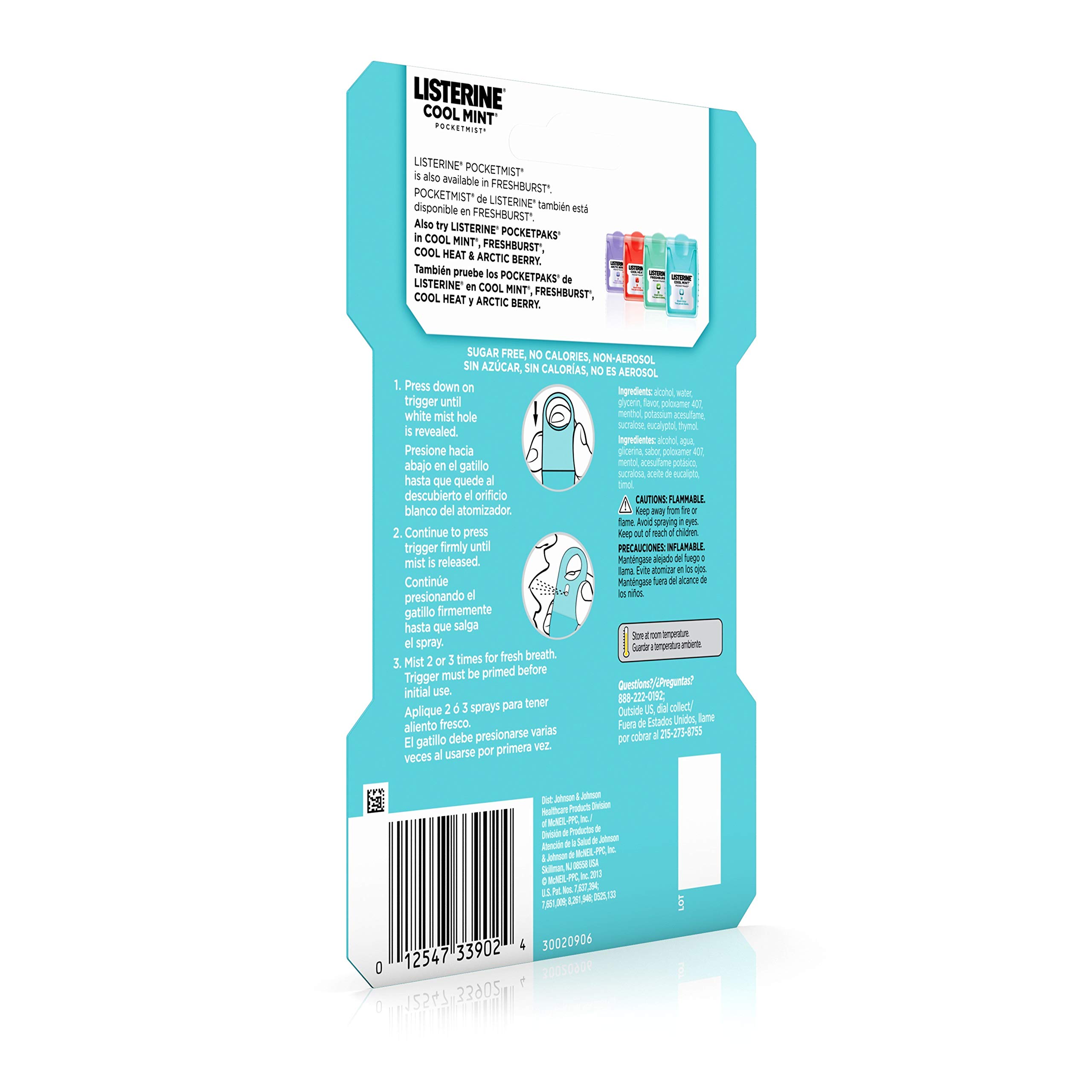 Foto 6 | Bruma Para El Cuidado Bucal Listerine Pocketmist Cool Mint De 7,7 Ml (paquete De 2) - Venta Internacional.