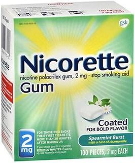 Foto 2 | Chicle Nicorette De Venta Libre Para Dejar De Fumar, 2 Mg, Spearmint Burst, 100 Unidades - Venta Internacional.
