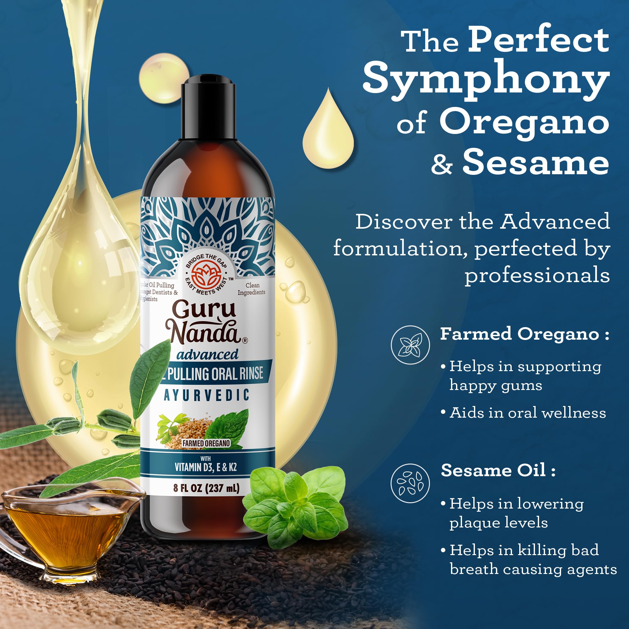 Foto 4 pulgar | Enjuague Bucal Gurunanda Advanced Oil Extractor Con Raspador Lingual, 240 Ml - Venta Internacional.