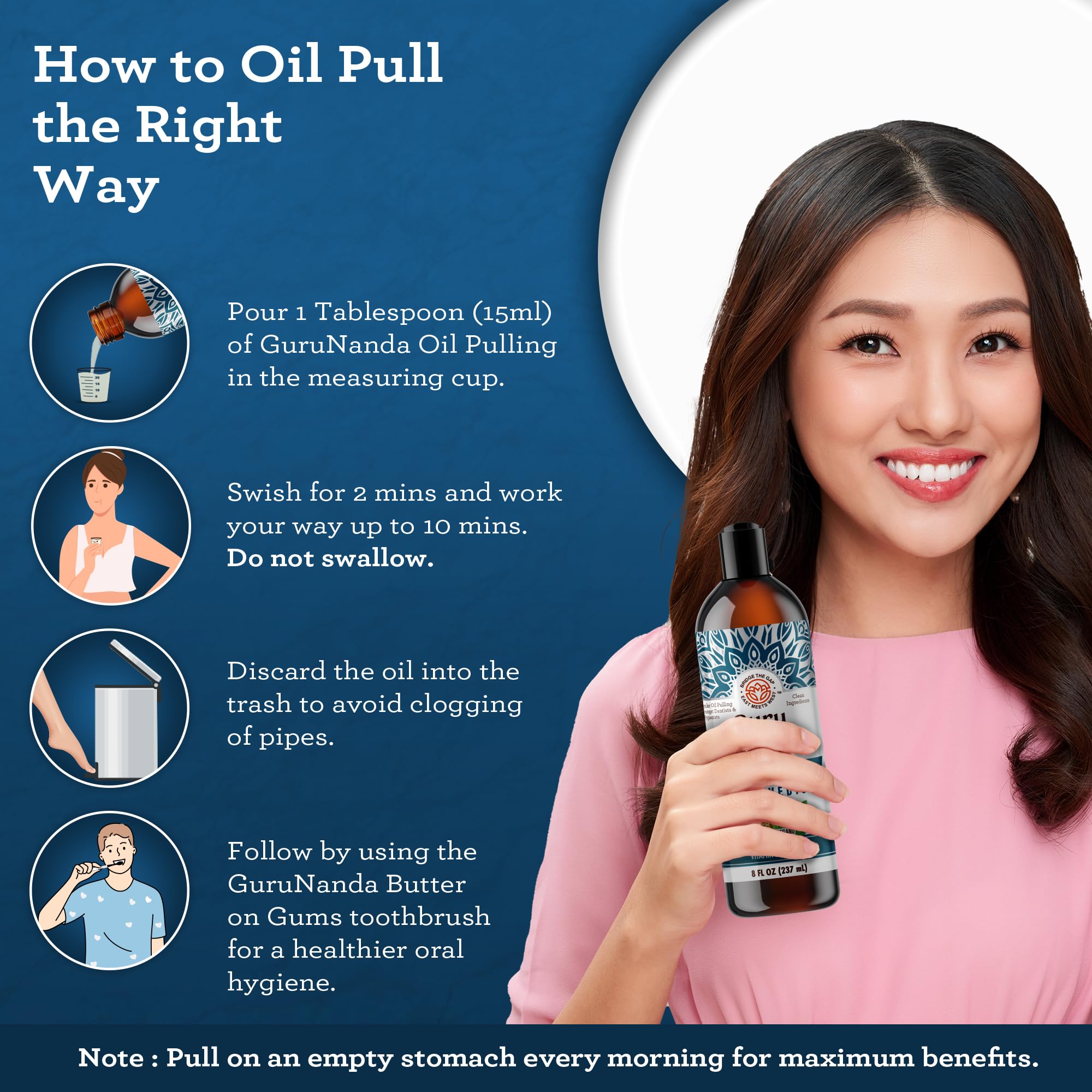 Foto 6 pulgar | Enjuague Bucal Gurunanda Advanced Oil Extractor Con Raspador Lingual, 240 Ml - Venta Internacional.