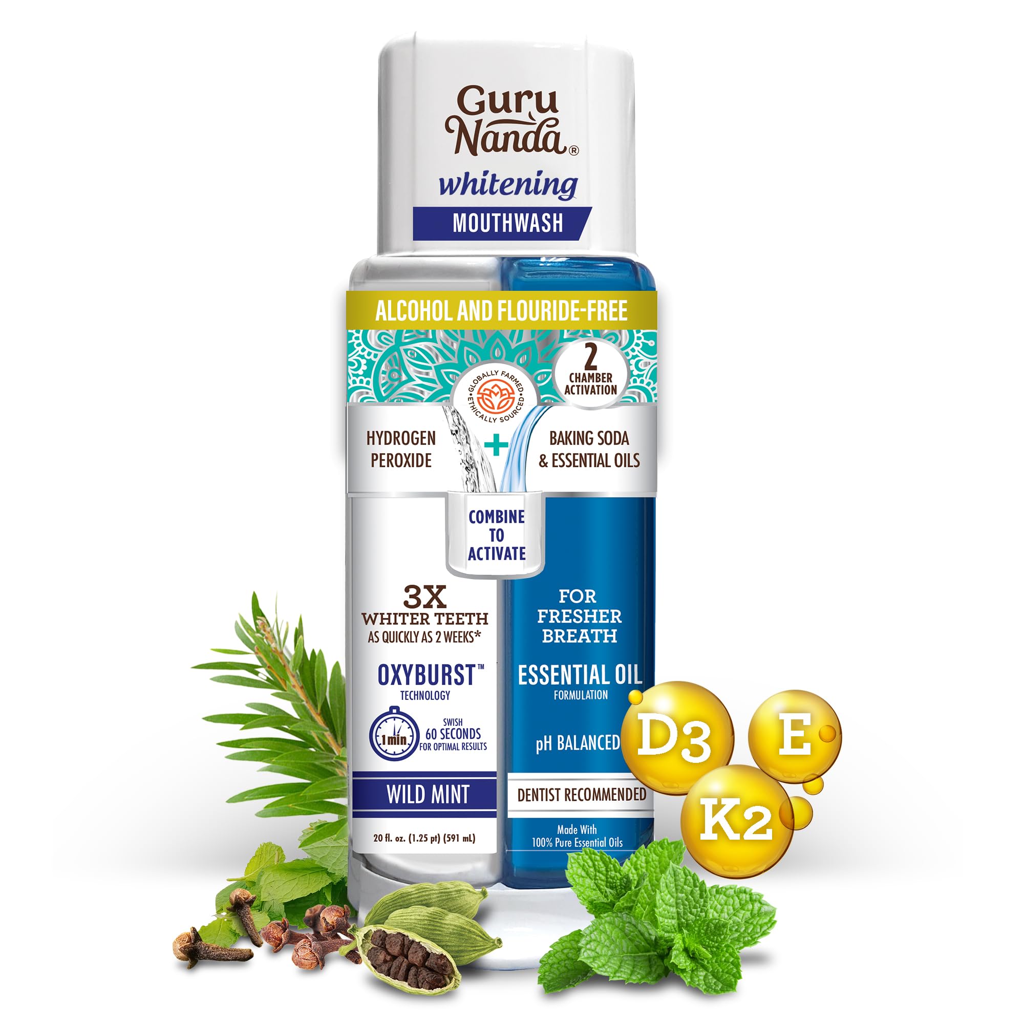Foto 2 pulgar | Enjuague Bucal Blanqueador De Dientes Gurunanda Oxyburst 600 Ml Wild Mint - Venta Internacional.