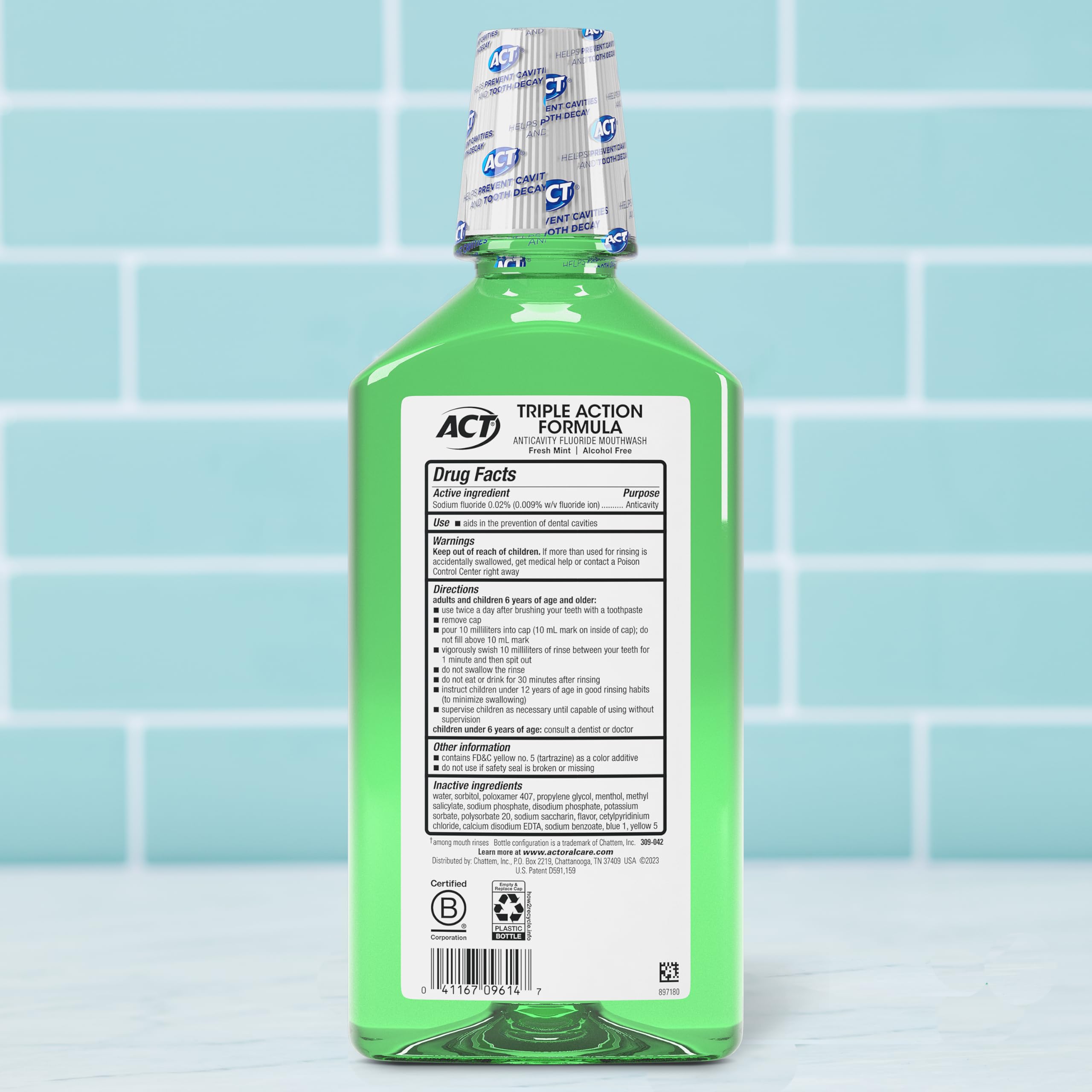 Foto 3 pulgar | Enjuague Bucal Act Total Care Zero Alcohol Anticaries, 1 L, Menta Fresca - Venta Internacional.