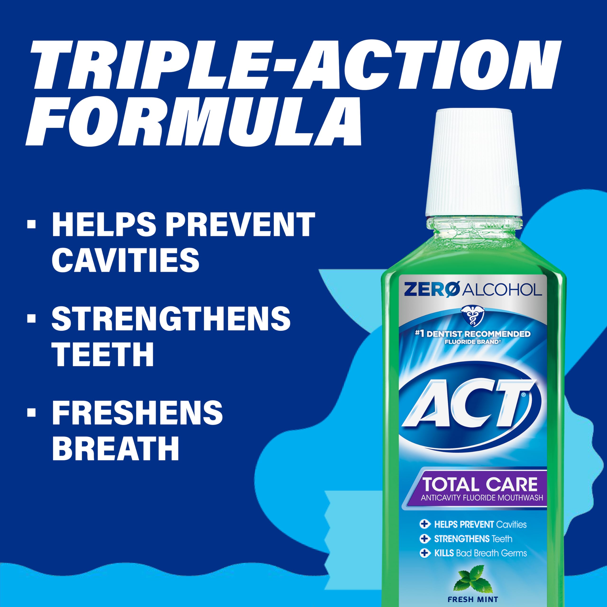 Foto 5 pulgar | Enjuague Bucal Act Total Care Zero Alcohol Anticaries, 1 L, Menta Fresca - Venta Internacional.