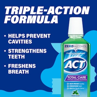 Foto 4 | Enjuague Bucal Act Total Care Zero Alcohol Anticaries, 1 L, Menta Fresca - Venta Internacional.