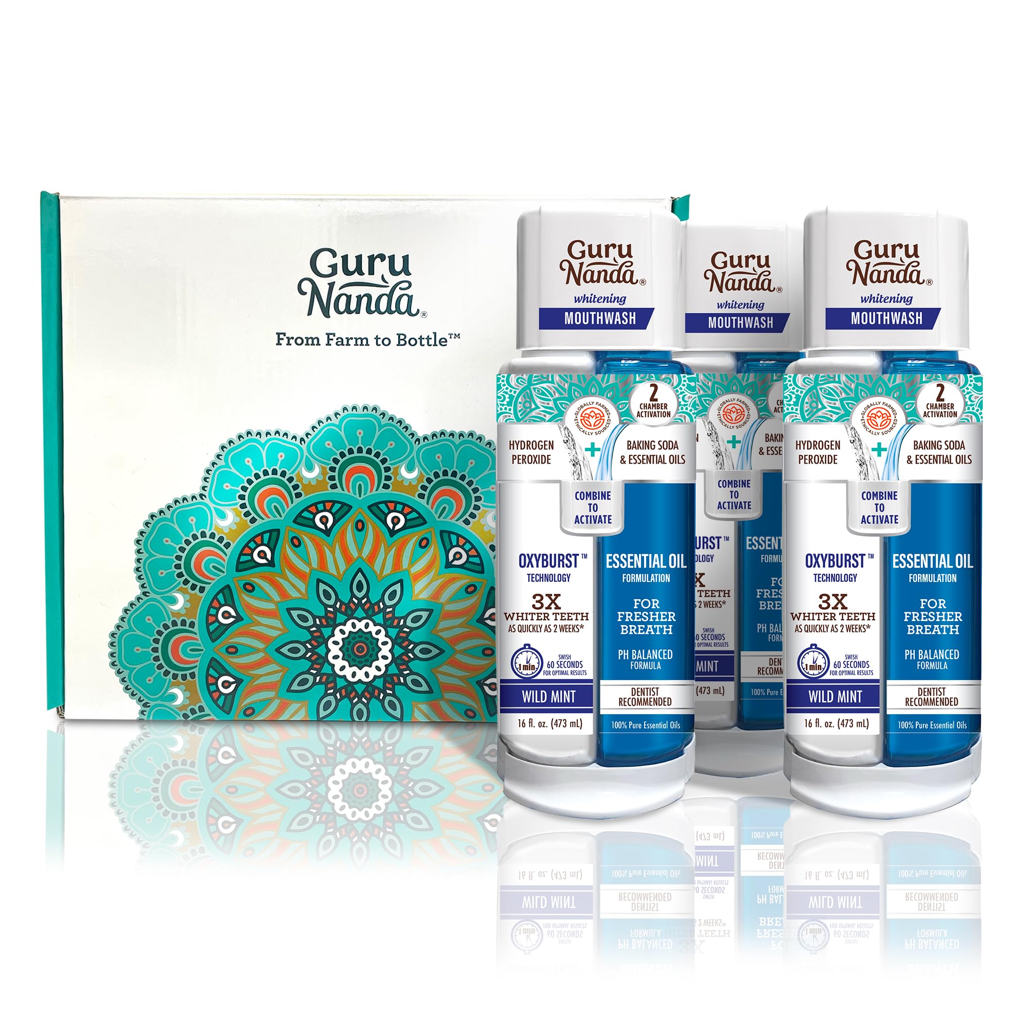 Foto 2 pulgar | Enjuague Bucal Gurunanda Dual Barrel Oxyburst Whitening 600 Ml - Venta Internacional.