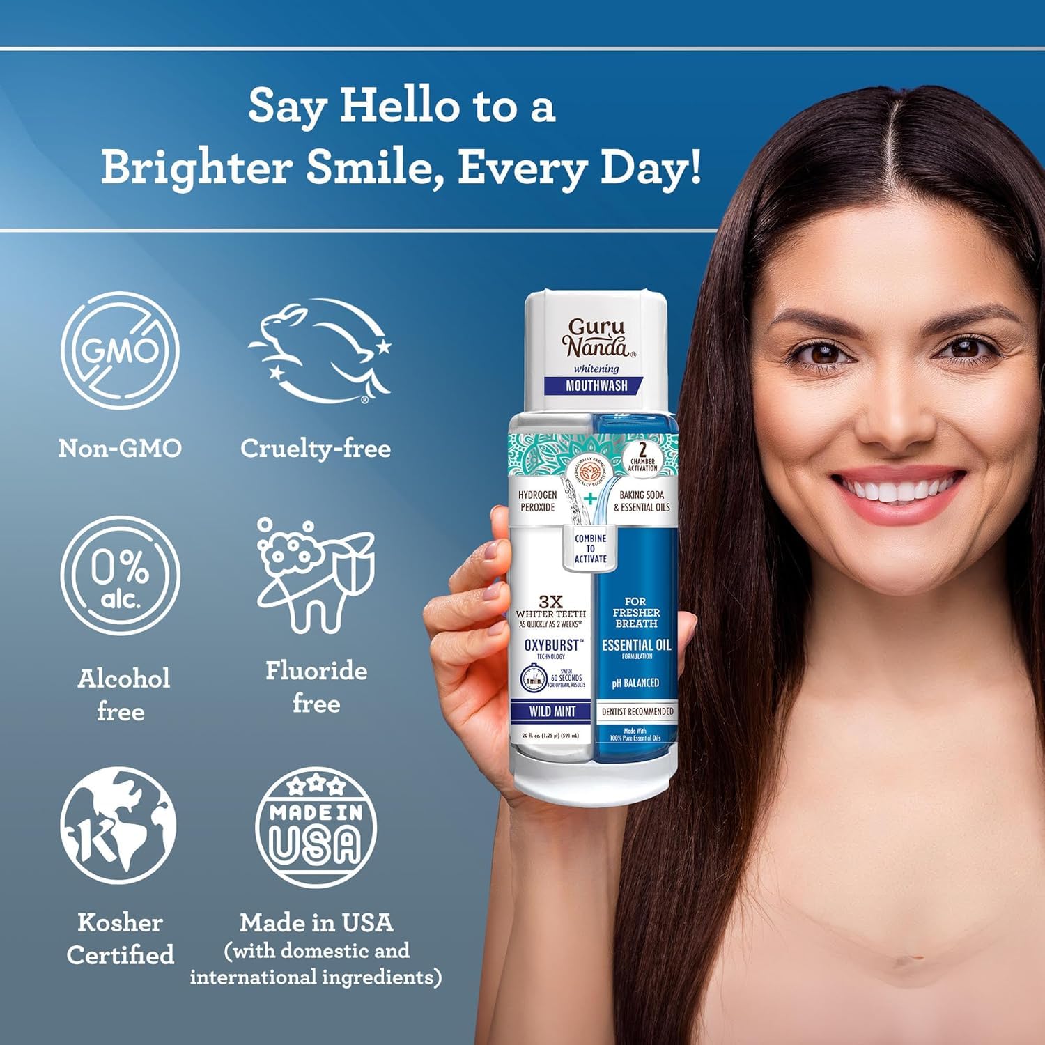 Foto 8 pulgar | Enjuague Bucal Gurunanda Dual Barrel Oxyburst Whitening 600 Ml - Venta Internacional.