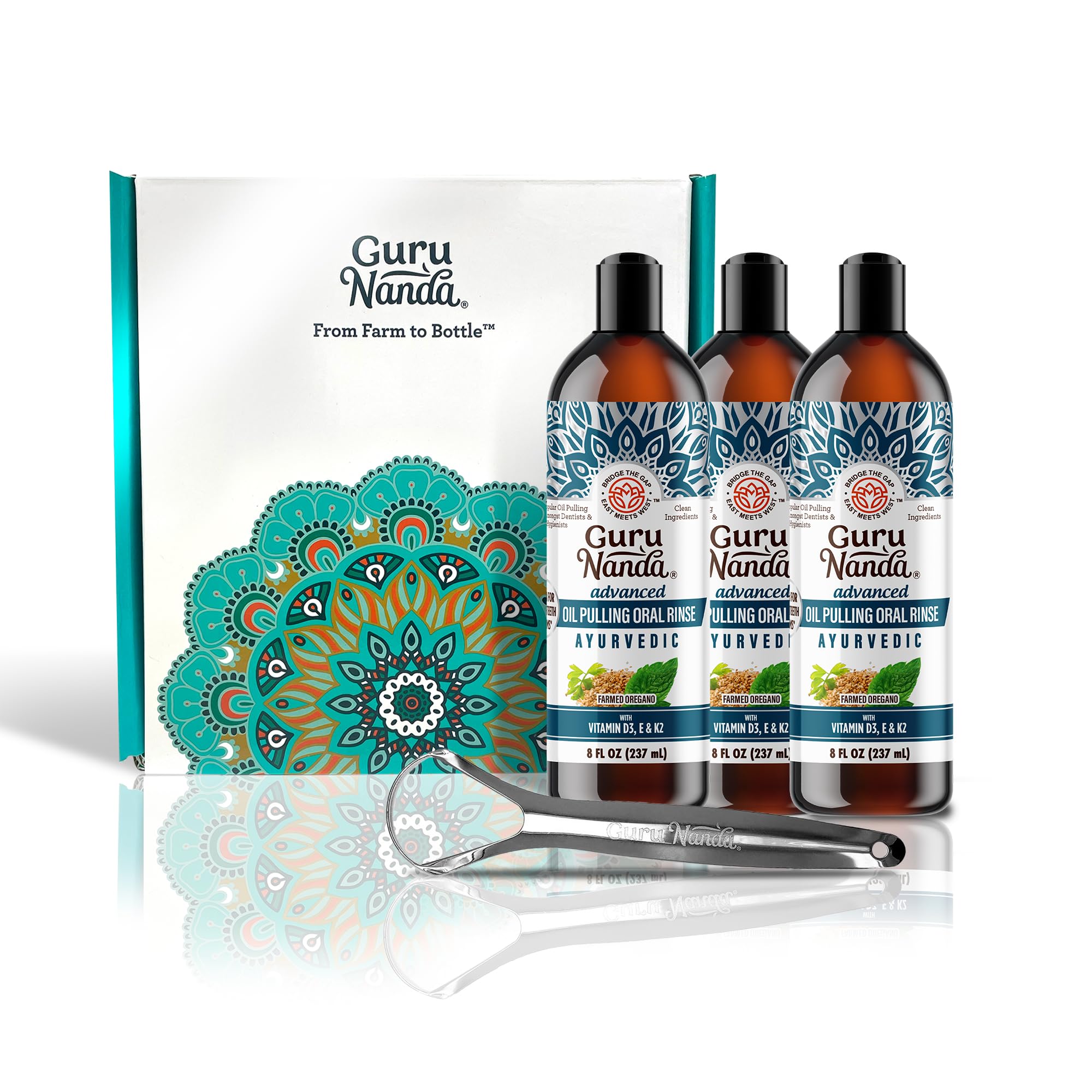 Foto 2 pulgar | Enjuague Bucal Gurunanda Advanced Oil Extractor Con Raspador Lingual, 240 Ml - Venta Internacional.