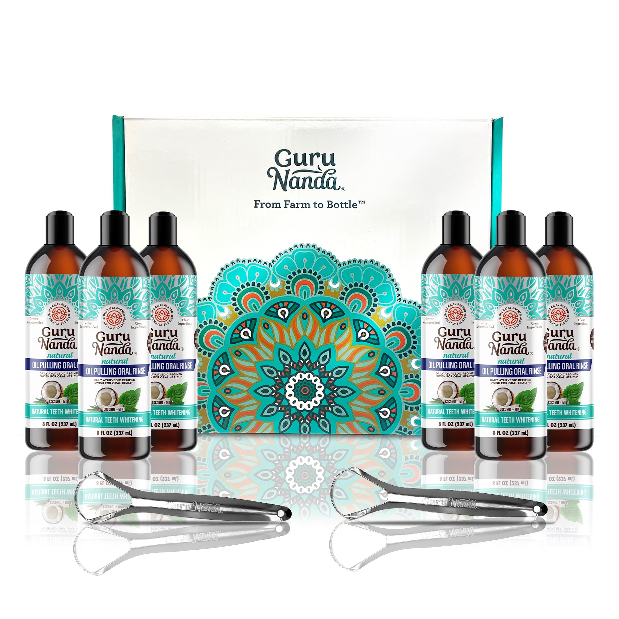 Foto 1 | Enjuague Bucal Gurunanda, Extrayente De Aceite De Coco, 6 X 240 Ml, Fresh Breath - Venta Internacional.