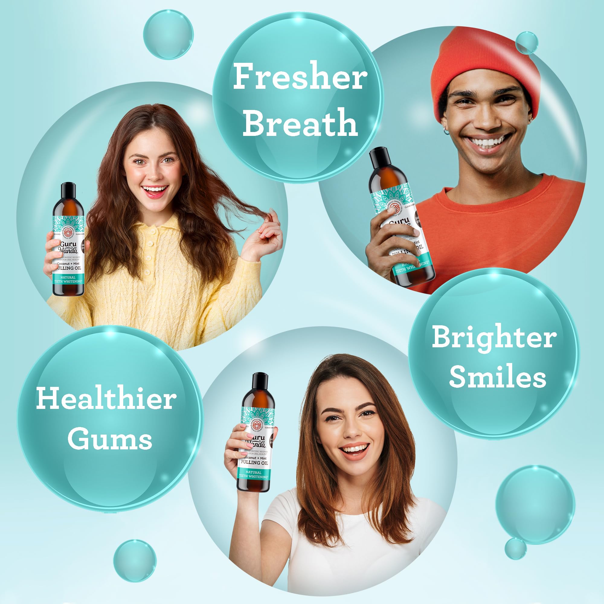 Foto 6 pulgar | Enjuague Bucal Gurunanda, Extrayente De Aceite De Coco, 6 X 240 Ml, Fresh Breath - Venta Internacional.