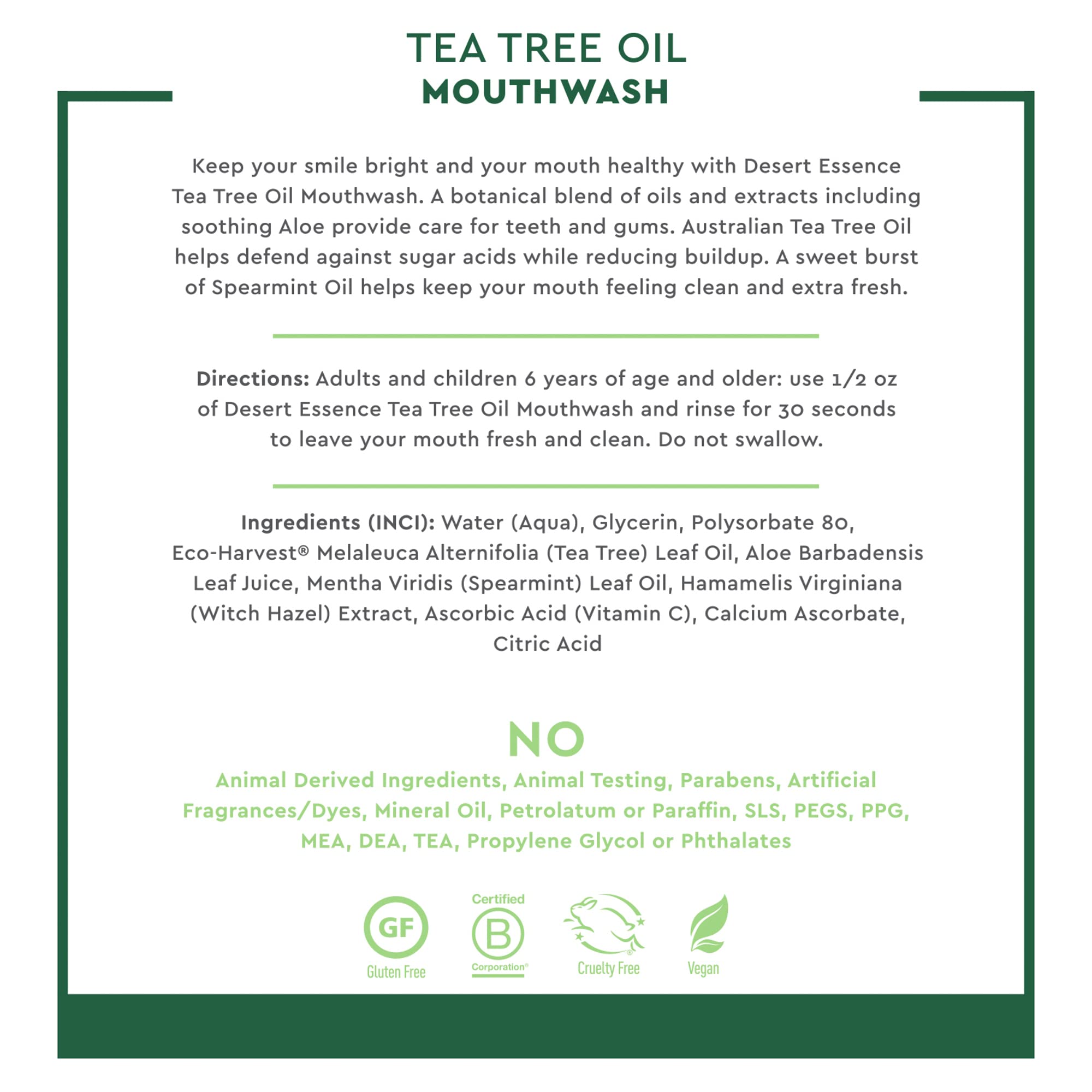 Foto 5 pulgar | Enjuague Bucal Desert Essence Con Aceite De Árbol De Té 240 Ml Con Menta Verde - Venta Internacional.