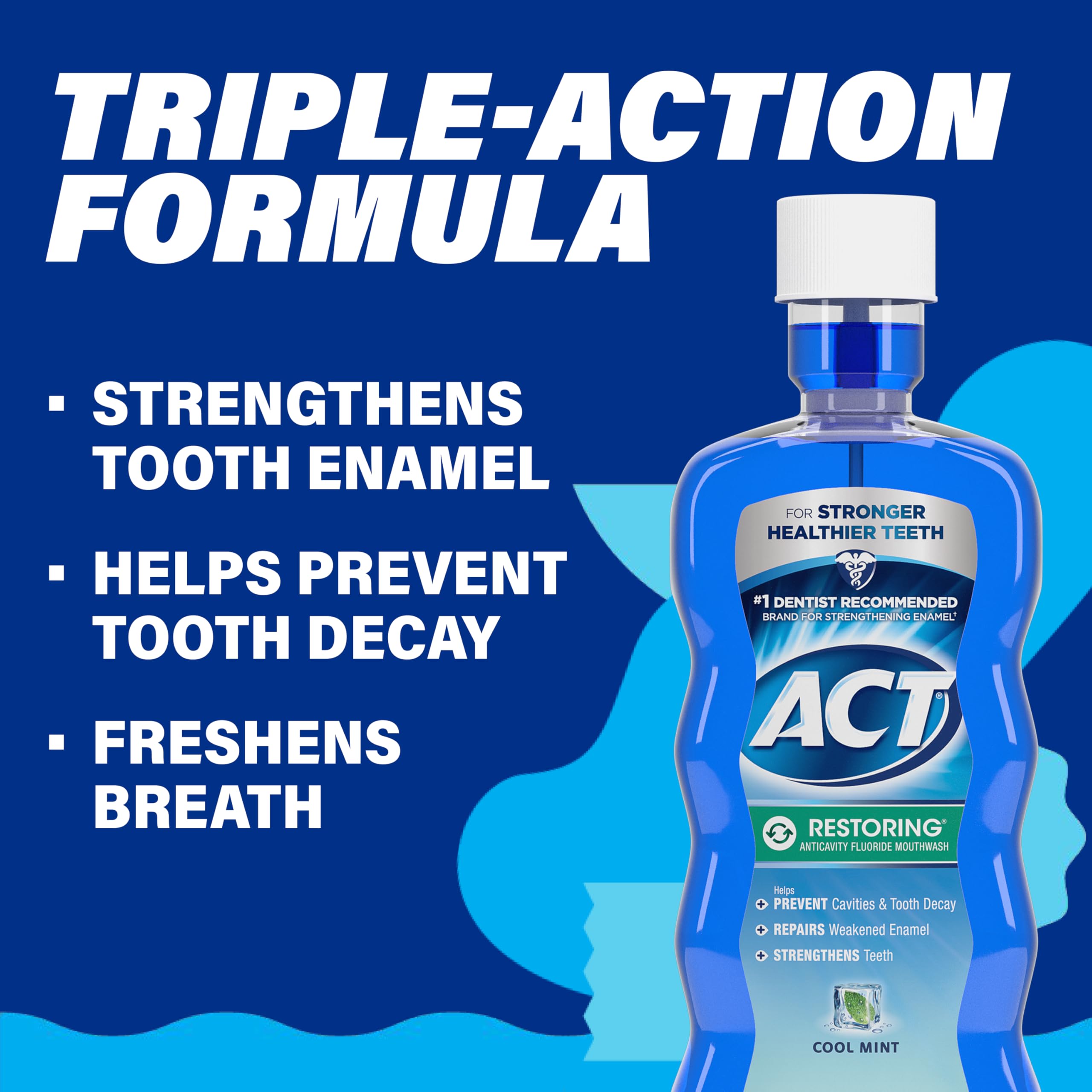 Foto 5 pulgar | Enjuague Bucal Act Restoring Fluorine Cool Mint 532 Ml - Venta Internacional.