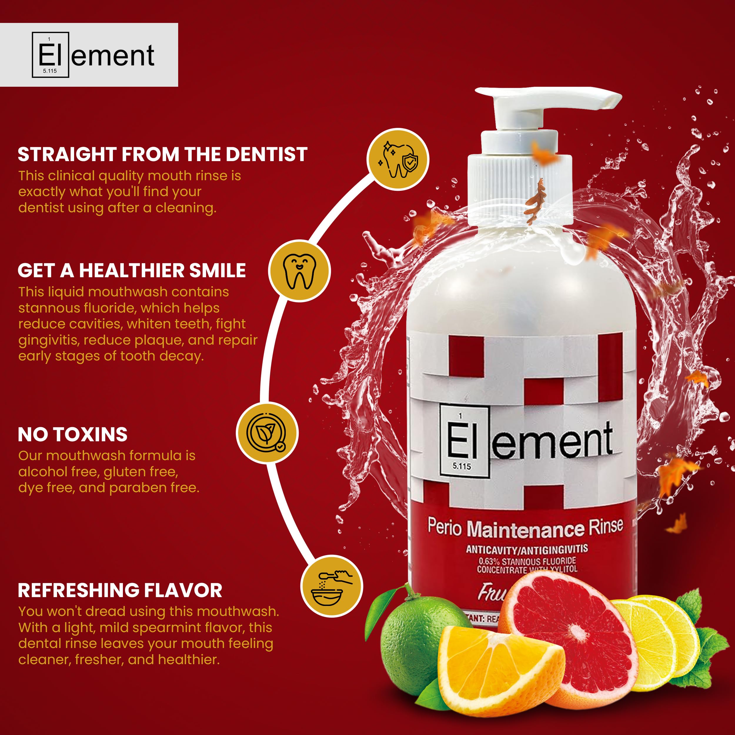 Foto 5 | Enjuague Bucal Element Fluoruro De Estaño 300 Ml 0.63% Antimicrobiano - Venta Internacional.