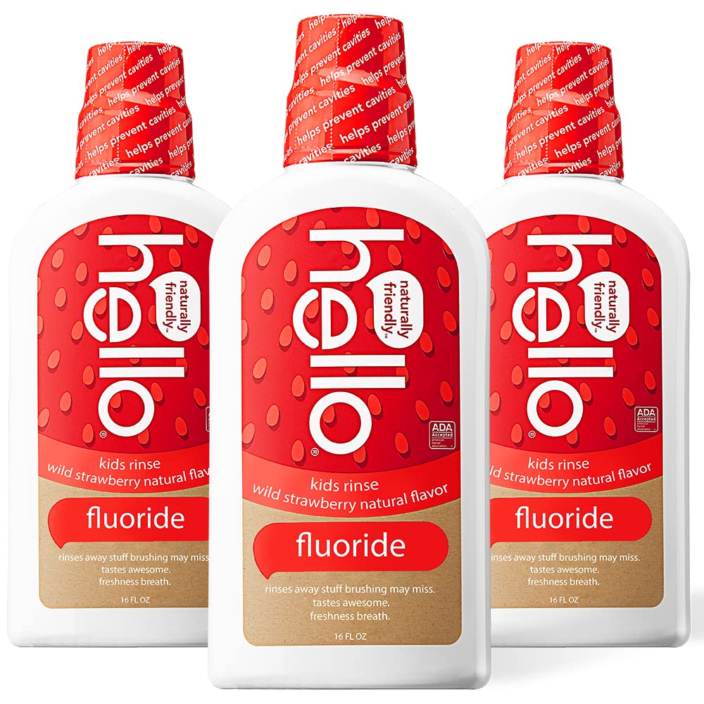 Foto 2 pulgar | Enjuague Bucal Hello Kids Wild Strawberry 473 Ml (paquete De 3) - Venta Internacional.