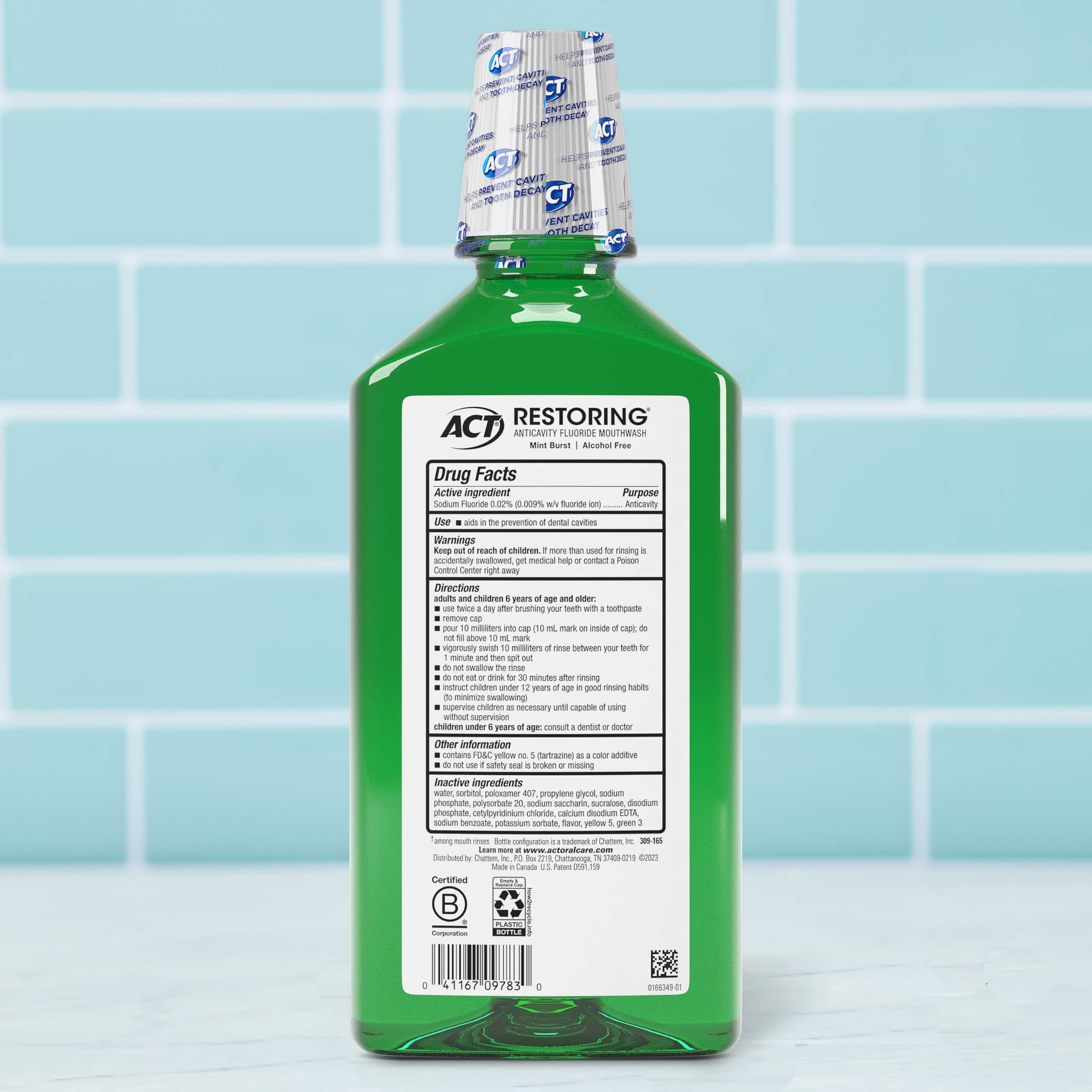 Foto 3 pulgar | Enjuague Bucal Act Restoring Zero Alcohol Flúor, 1 L, Mint Burst - Venta Internacional.