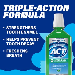 Foto 4 | Enjuague Bucal Act Restoring Zero Alcohol Flúor, 1 L, Mint Burst - Venta Internacional.