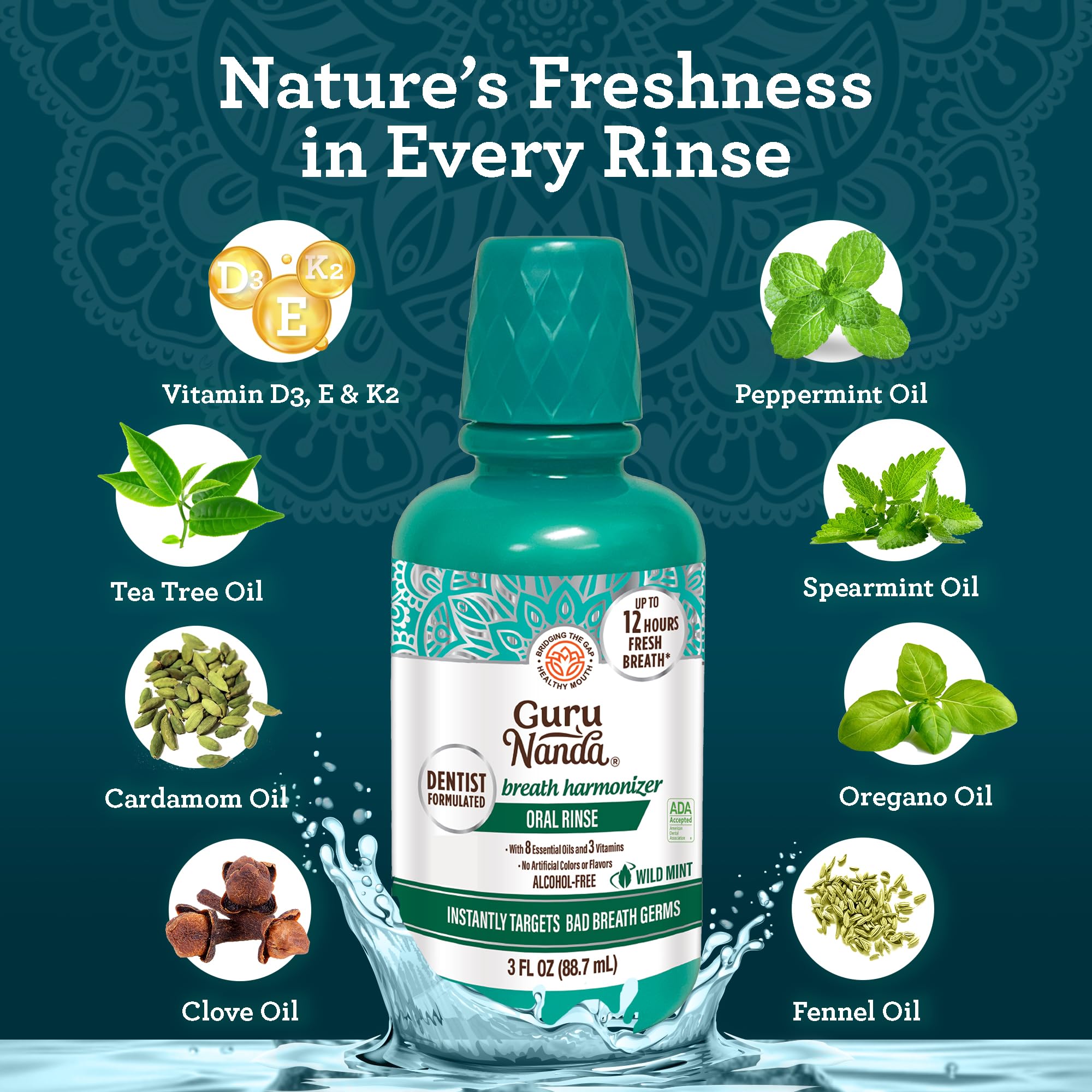 Foto 2 | Enjuague Bucal Gurunanda Oral Rinse Breath Fresh 90 Ml Sin Alcohol - Venta Internacional.