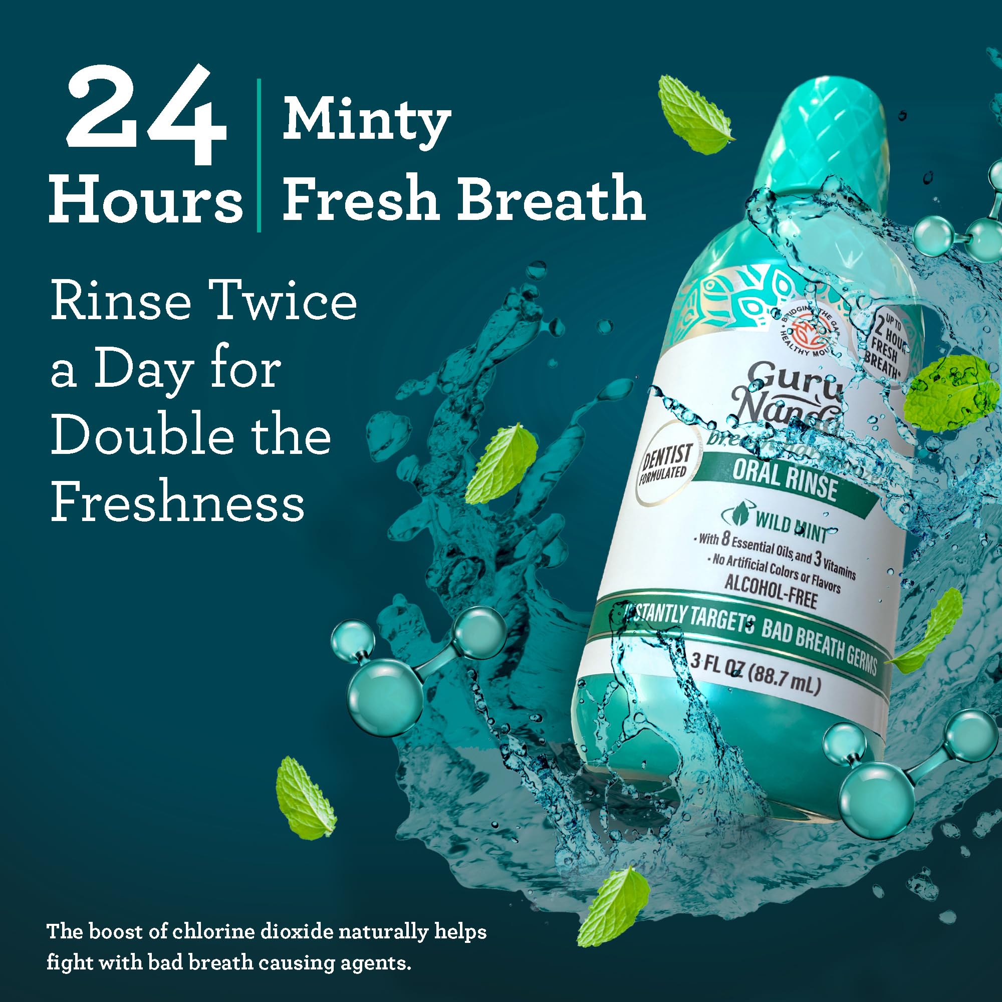 Foto 3 | Enjuague Bucal Gurunanda Oral Rinse Breath Fresh 90 Ml Sin Alcohol - Venta Internacional.