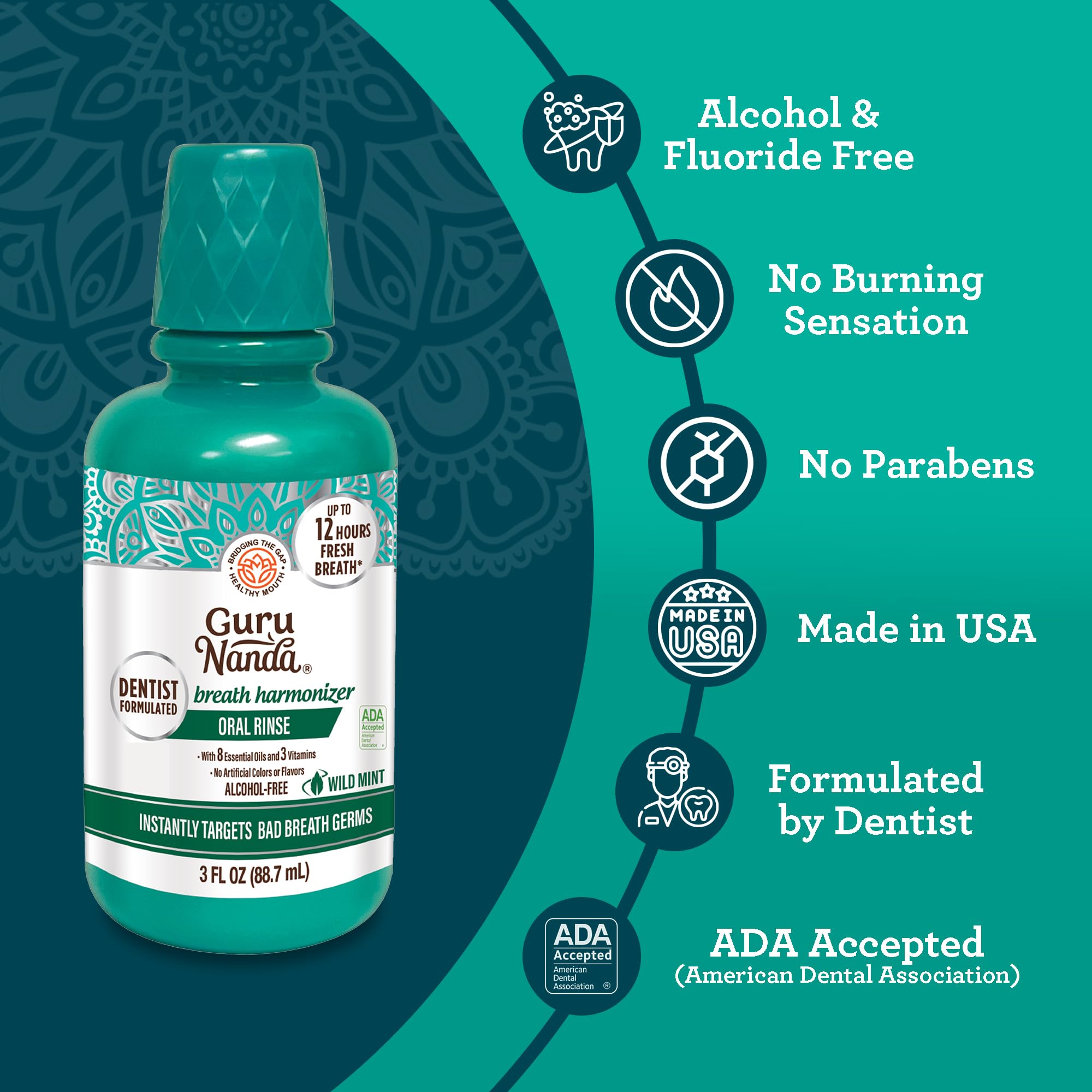 Foto 4 | Enjuague Bucal Gurunanda Oral Rinse Breath Fresh 90 Ml Sin Alcohol - Venta Internacional.