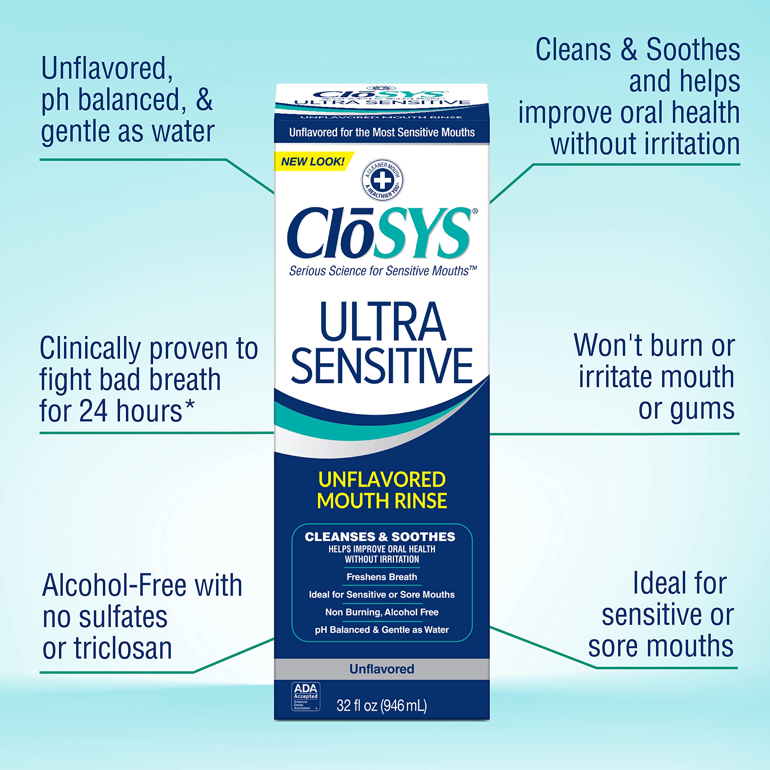 Foto 5 pulgar | Enjuague Bucal Closys Ultra Sensitive 946 Ml Sin Alcohol - Venta Internacional.