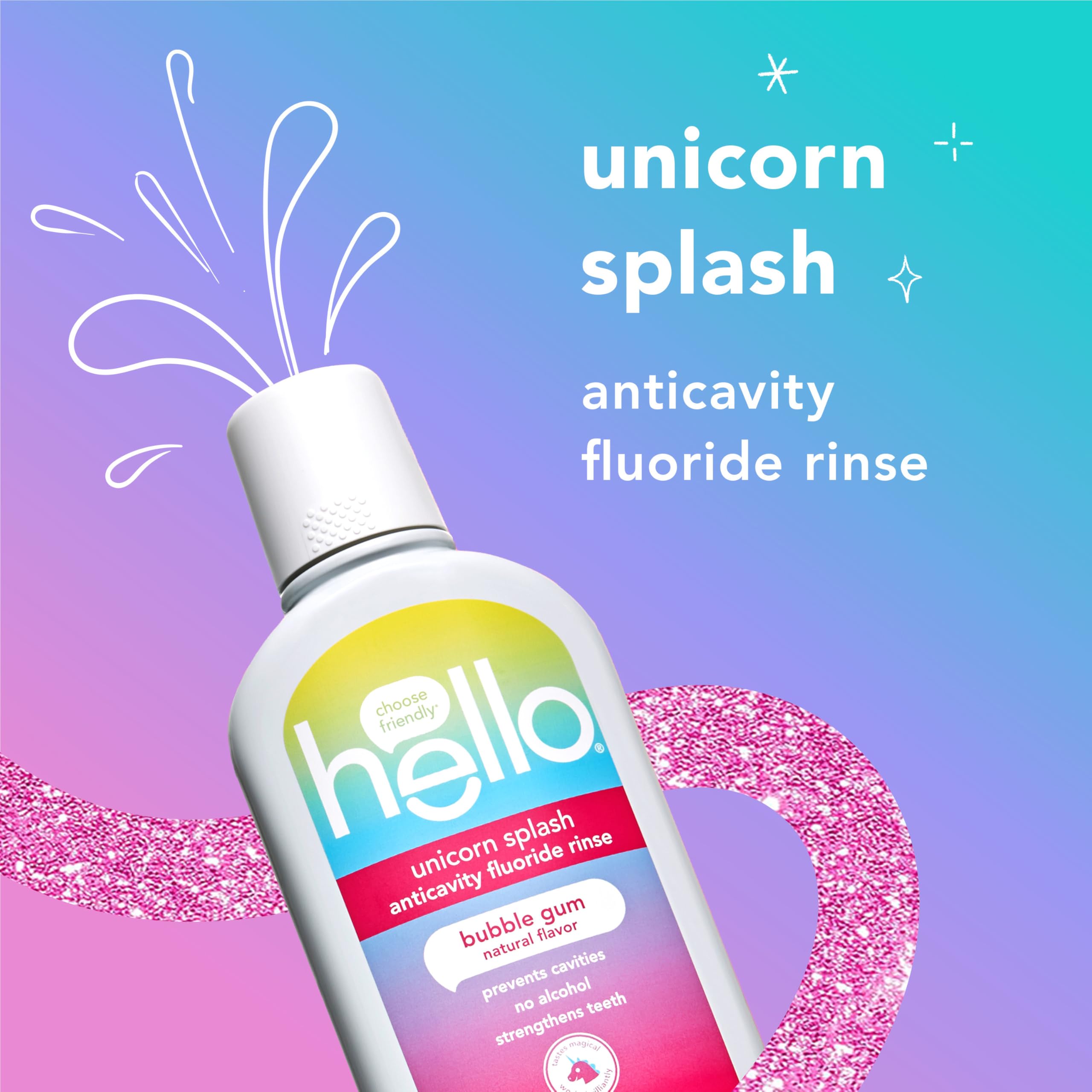 Foto 3 pulgar | Enjuague Bucal Hello Kids Con Sabor A Chicle Con Forma De Unicornio  480 Ml (paquete De 3) - Venta Internacional.