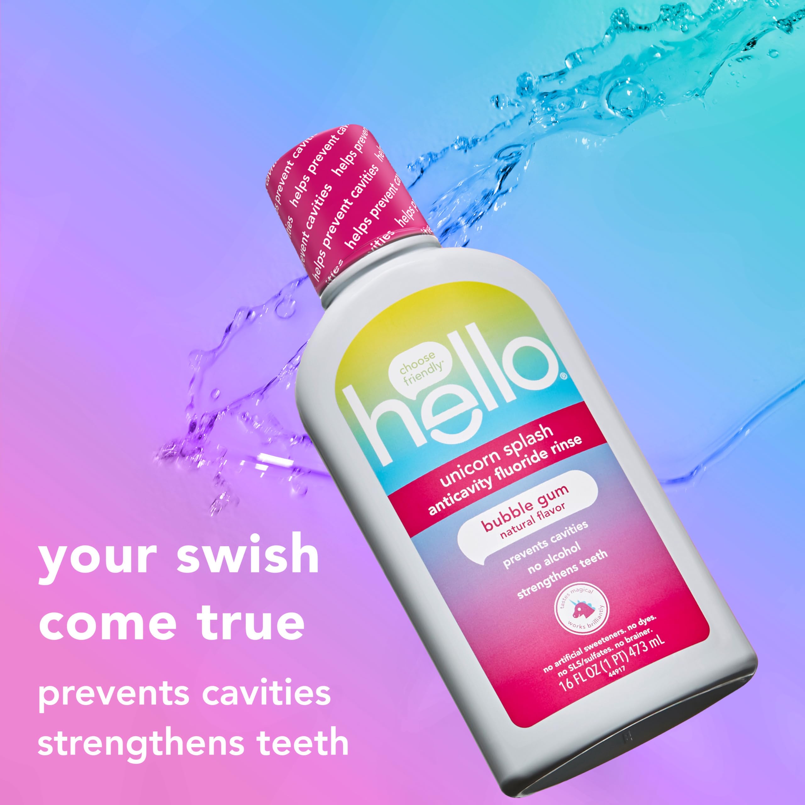 Foto 4 pulgar | Enjuague Bucal Hello Kids Con Sabor A Chicle Con Forma De Unicornio  480 Ml (paquete De 3) - Venta Internacional.