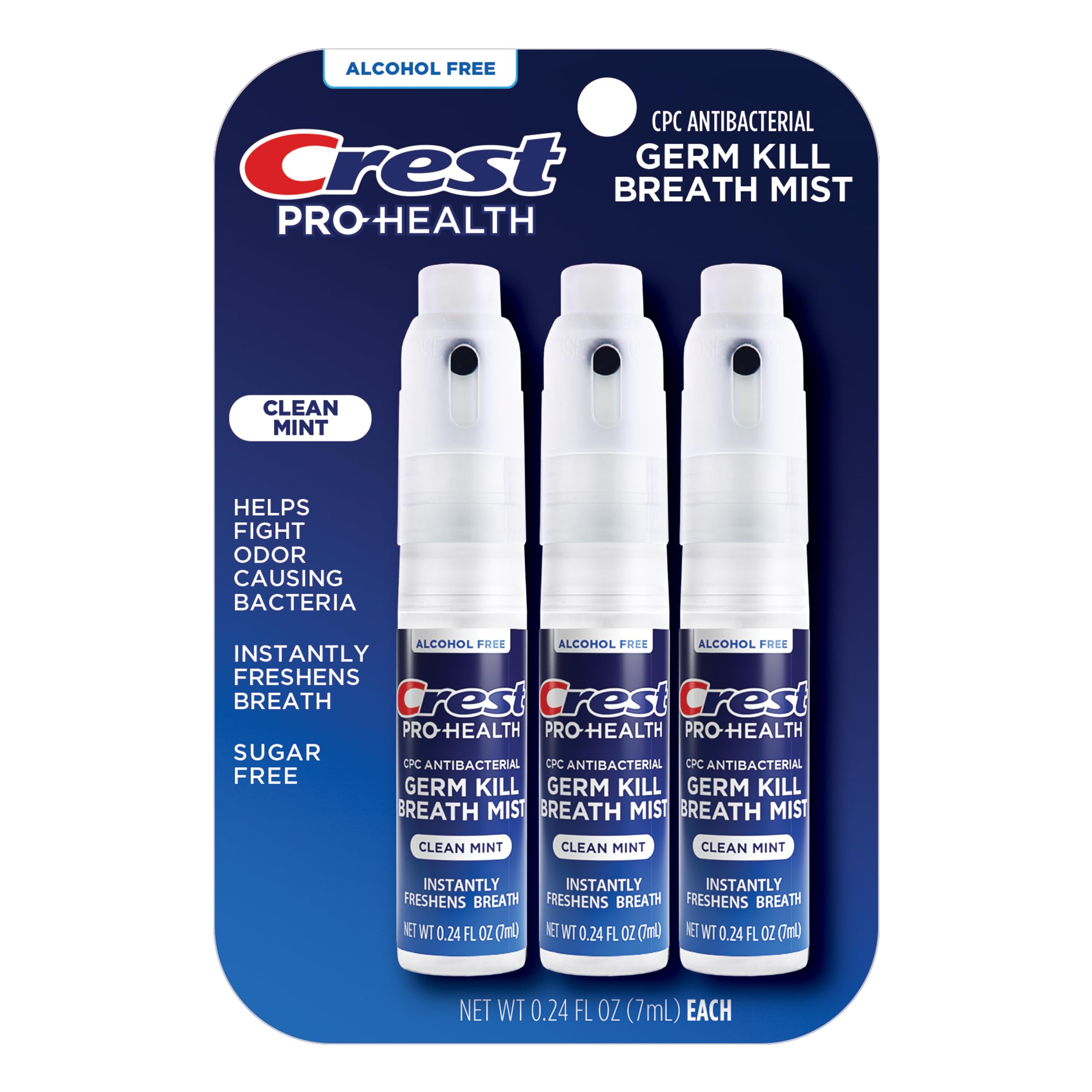 Breath Spray Crest Pro-health  Sin Alcohol  Menta Limpia  7 Ml  3 Unidades - Venta Internacional.