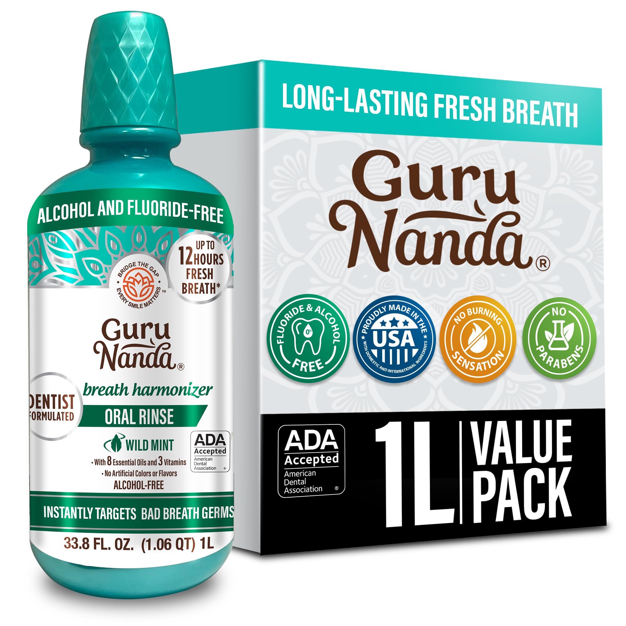Enjuague Bucal Gurunanda Fresh Breath 12 Horas Fresh Breath  1 Litro - Venta Internacional.