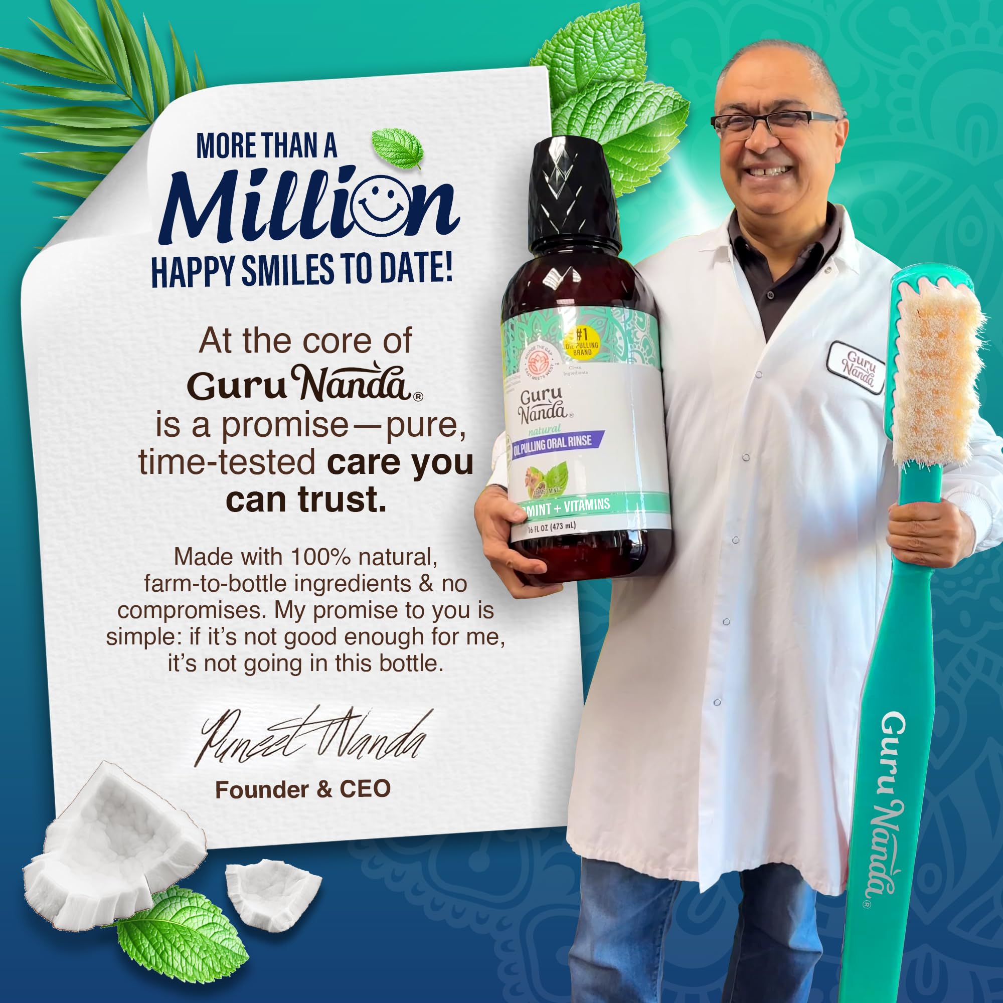 Foto 8 pulgar | Enjuague Bucal Gurunanda Con Aceite De Menta Y Coco  960 Ml  Sin Alcohol - Venta Internacional.