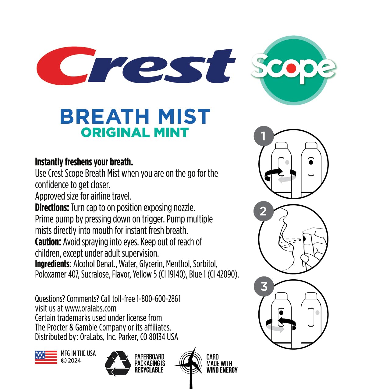 Foto 5 pulgar | Breath Mist Spray Crest Scope Mint  7 Ml  Paquete De 4 - Venta Internacional.