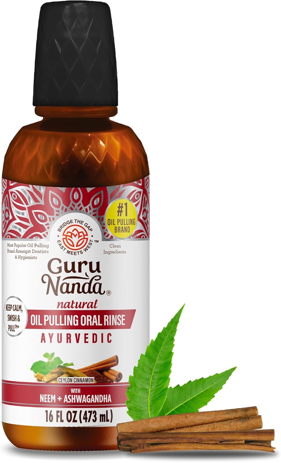 Enjuague Bucal Gurunanda Con Aceite De Ashwagandha  480 Ml  Sin Alcohol - Venta Internacional.