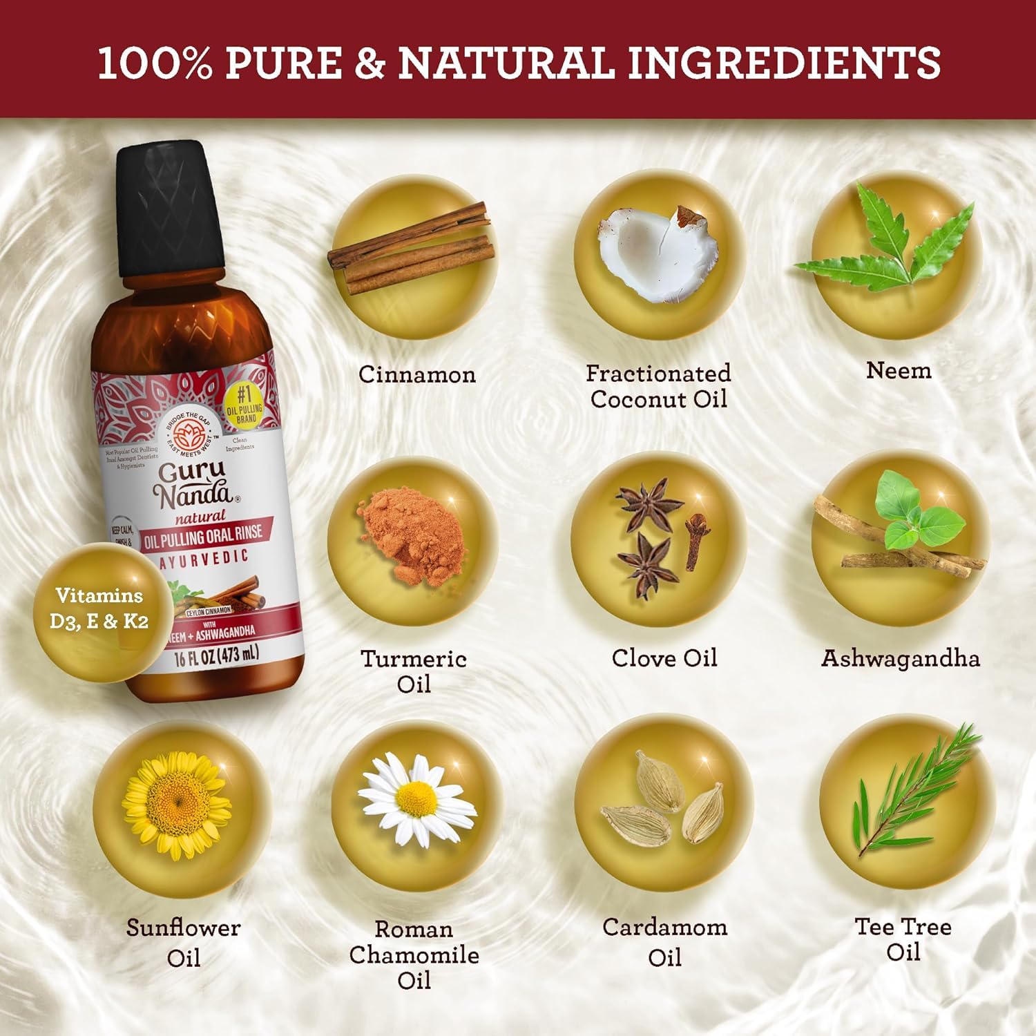Foto 3 pulgar | Enjuague Bucal Gurunanda Con Aceite De Ashwagandha  480 Ml  Sin Alcohol - Venta Internacional.