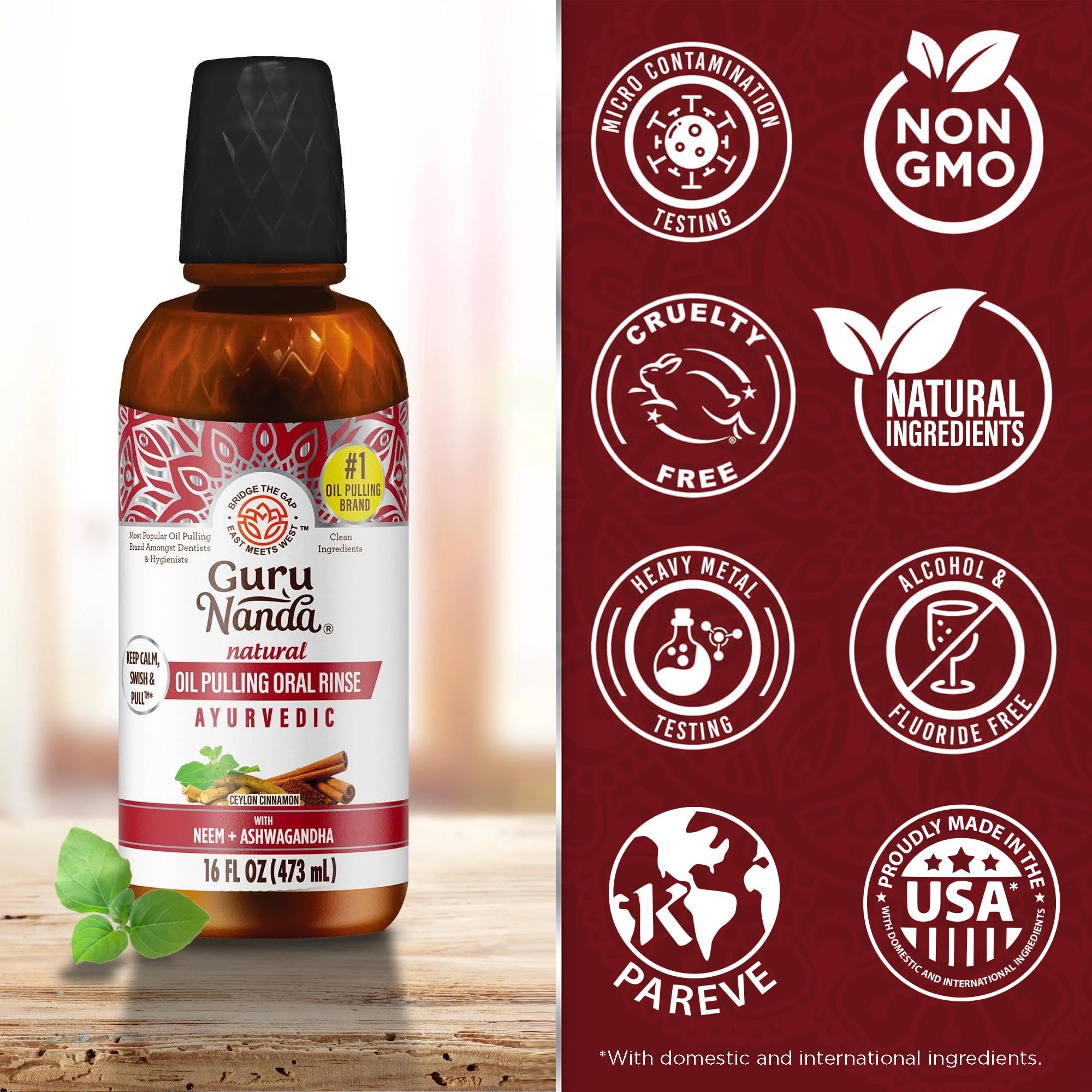 Foto 8 pulgar | Enjuague Bucal Gurunanda Con Aceite De Ashwagandha  480 Ml  Sin Alcohol - Venta Internacional.