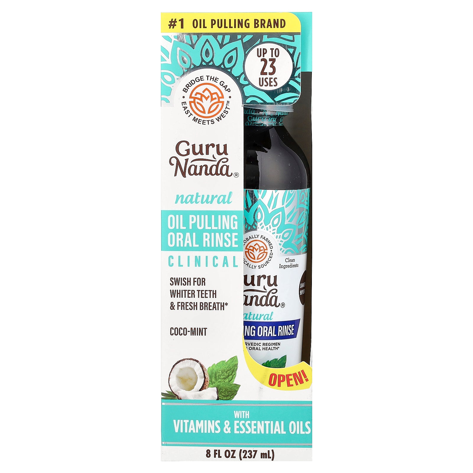 Foto 3 pulgar | Enjuague Oral Gurunanda  Aceite Natural Para Extraer Aceite De Coco Y Menta  237 Ml - Venta Internacional.