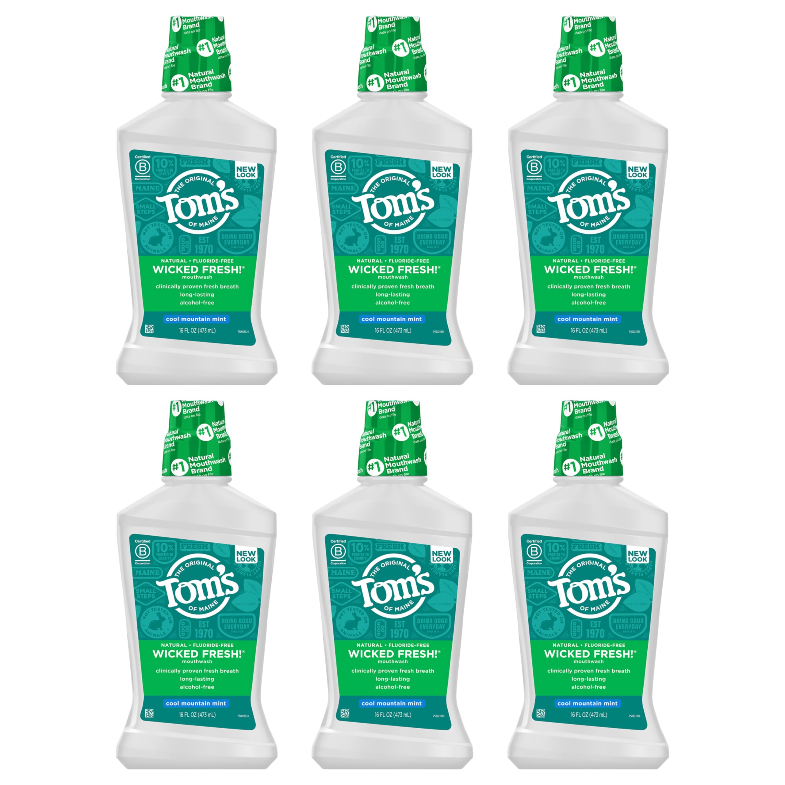 Foto 1 | Enjuague Bucal Tom's Of Maine Wicked Fresh Cool Mountain Mint 480 Ml  Paquete De 6 - Venta Internacional.