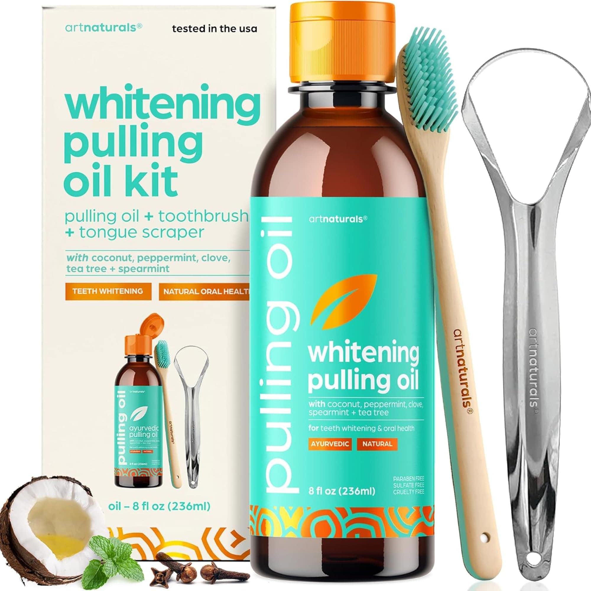 Set De Enjuagues Bucales Artnaturals  Extrayendo Aceite De Coco  237 Ml  Con Accesorios - Venta Internacional. $637