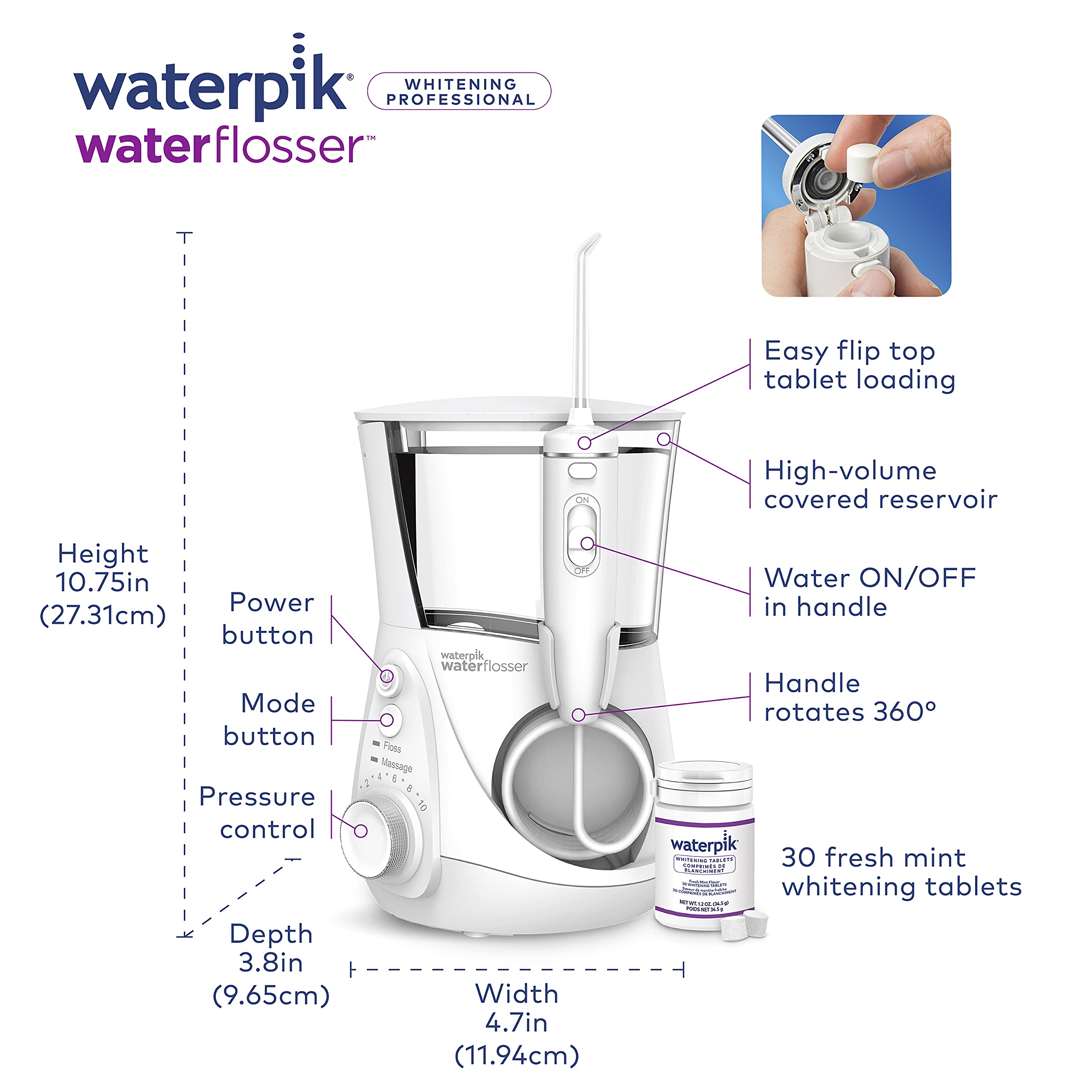 Foto 5 pulgar | Water Flosser Waterpik Whitening Professional White Wf-05 - Venta Internacional.