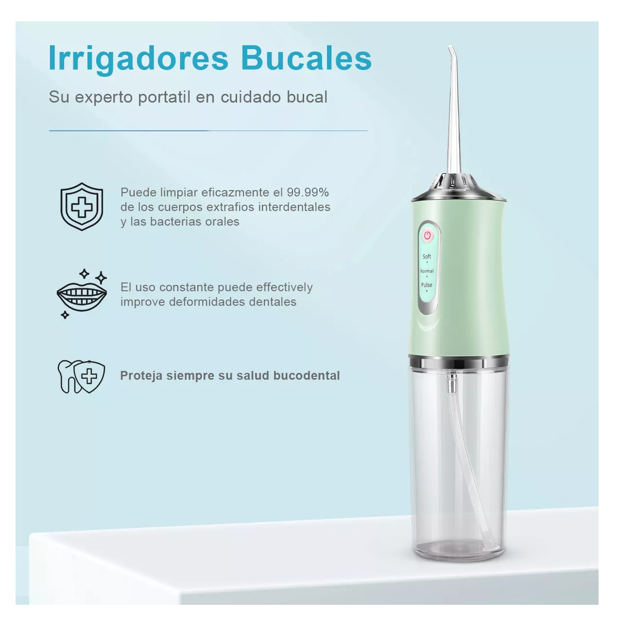 Foto 2 | Irrigador Bucal Limpiador Dientes Eléctrico Con 8 Boquillas Verde