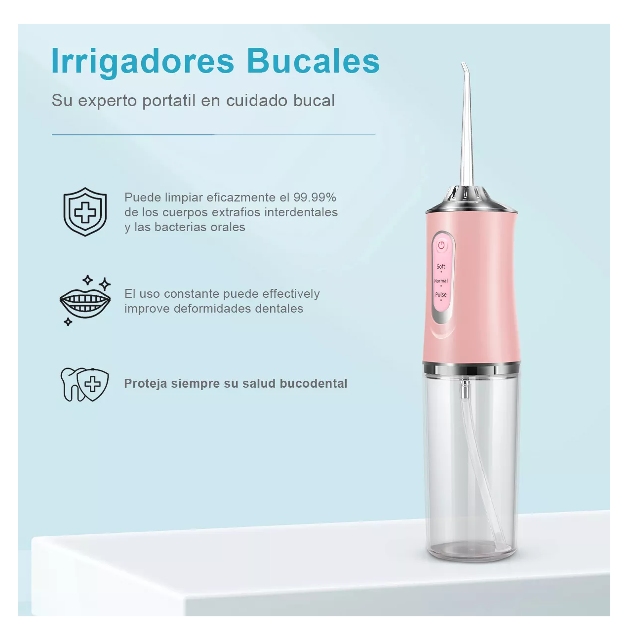 Foto 6 pulgar | Irrigador Bucal Limpiador De Dientes Eléctrico Con 8 Boquillas Rosa