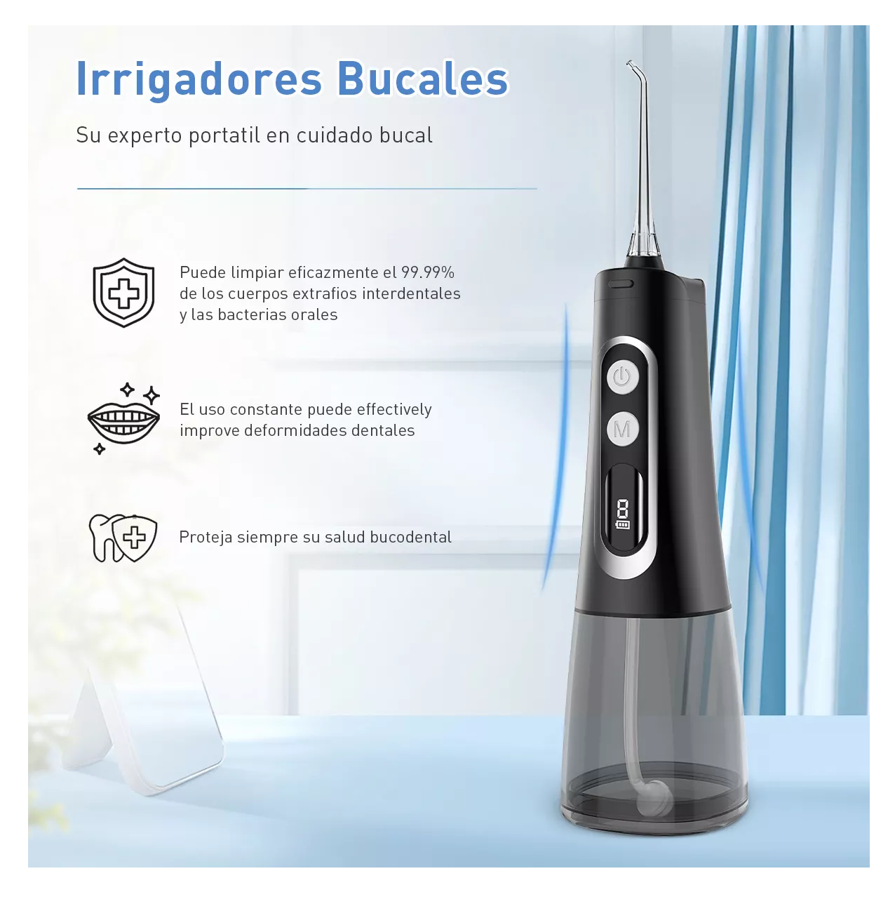 Foto 4 pulgar | Irrigador Bucal Limpiador Dientes Eléctrico Con 4 Boquillas Gris/negro