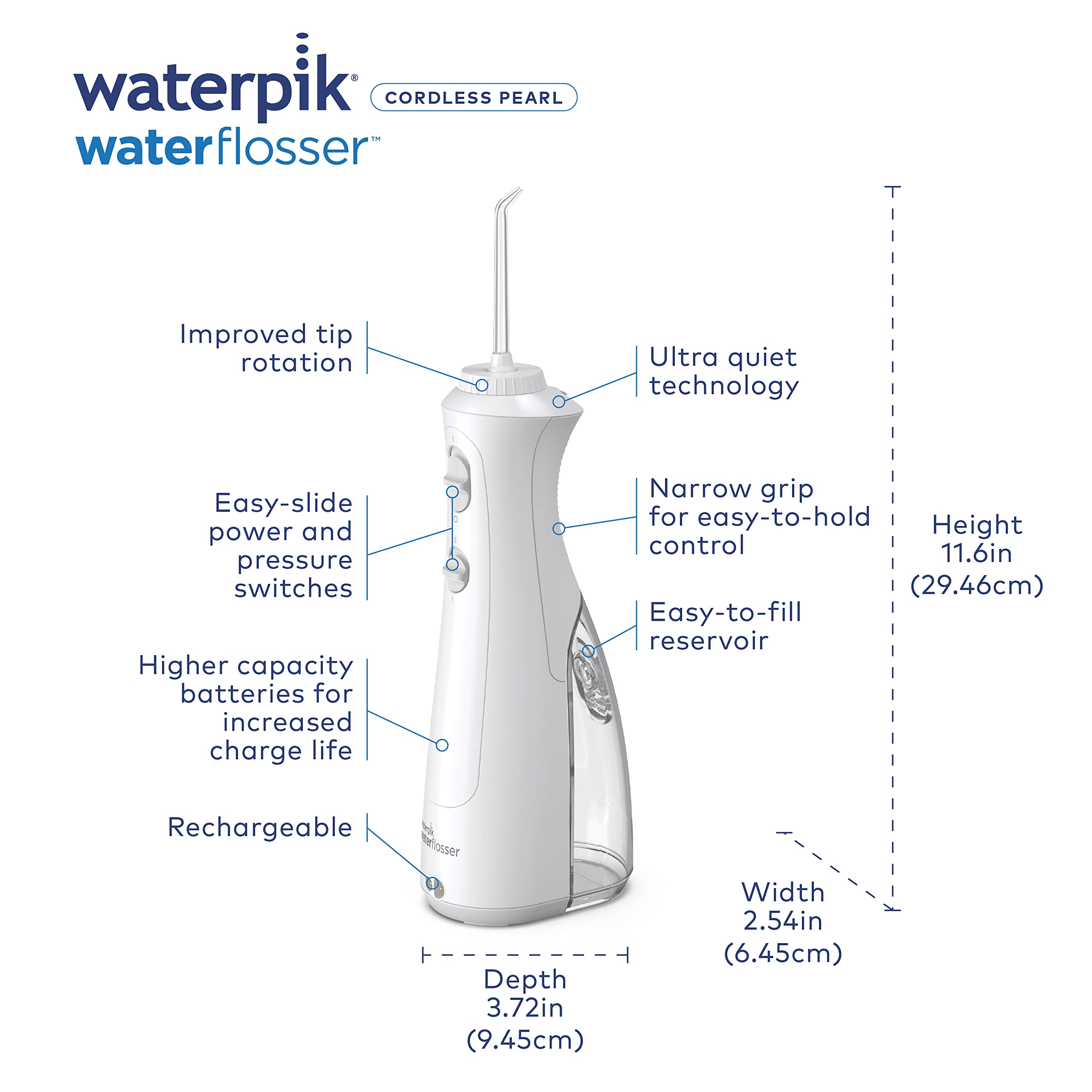 Foto 4 | Water Flosser Waterpik Inalámbrico Pearl Recargable Wf-13 Blanco - Venta Internacional.