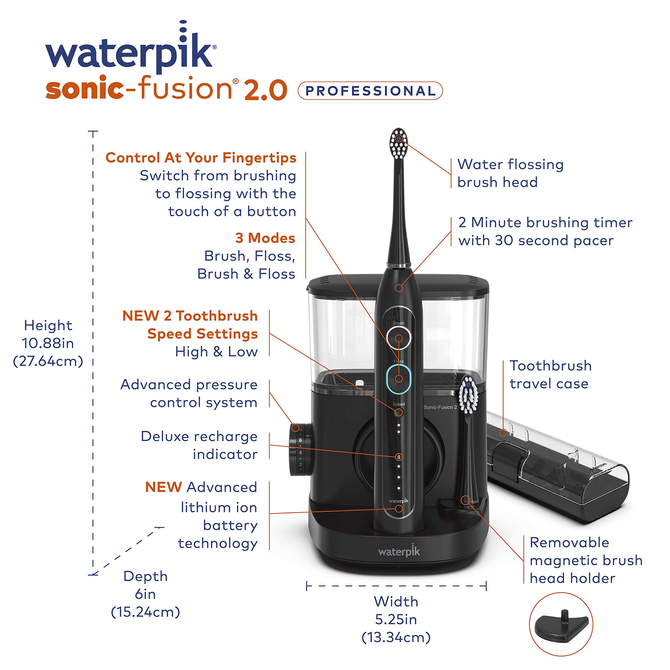 Foto 5 pulgar | Cepillo De Dientes Con Hilo Dental Waterpik Sonic-fusion 2.0 Professional - Venta Internacional.