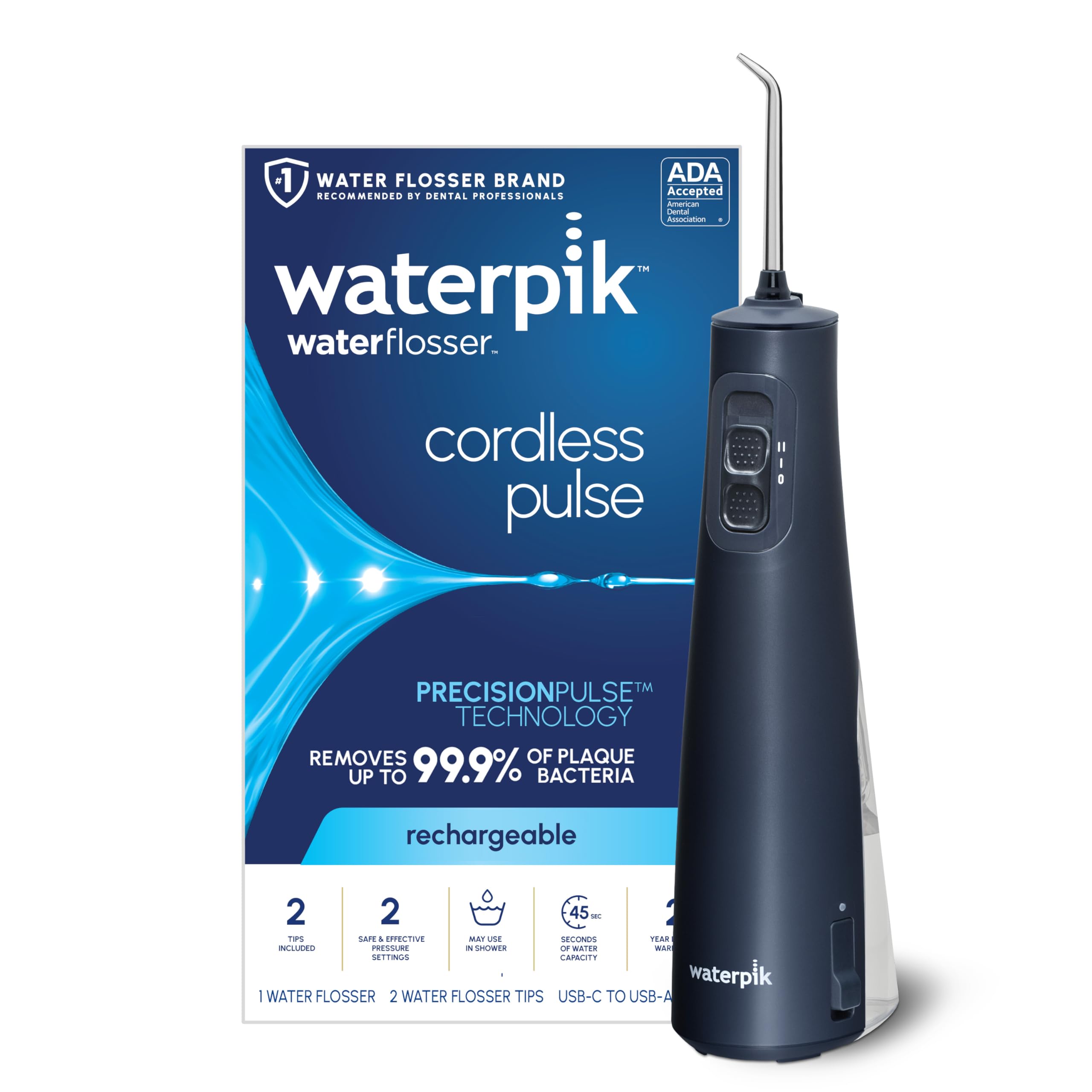 Foto 2 pulgar | Water Flosser Waterpik Wireless Pulse Recargable Wf-20 Azul - Venta Internacional.