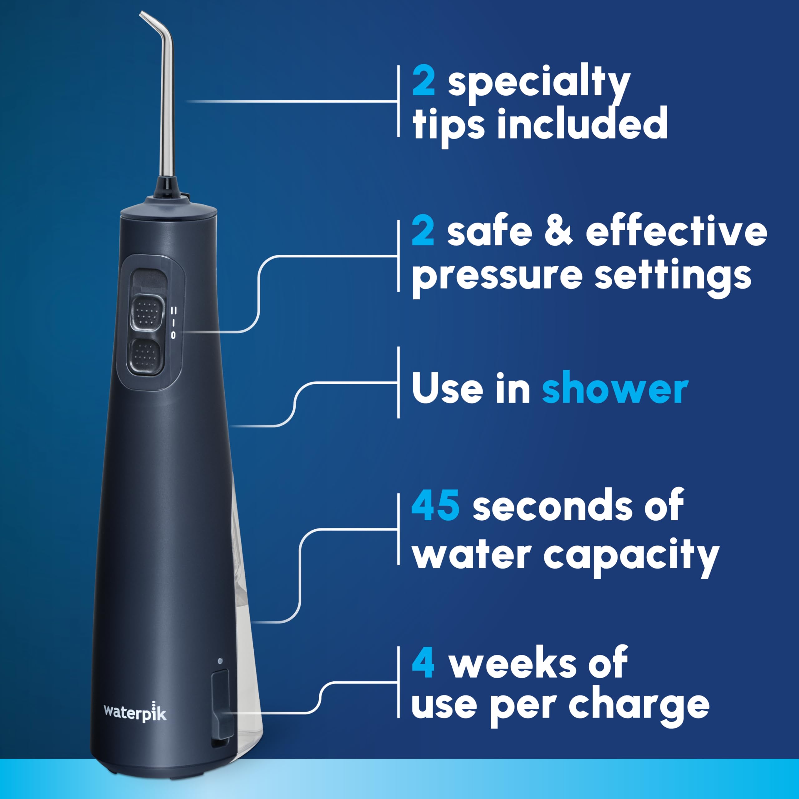 Foto 3 pulgar | Water Flosser Waterpik Wireless Pulse Recargable Wf-20 Azul - Venta Internacional.
