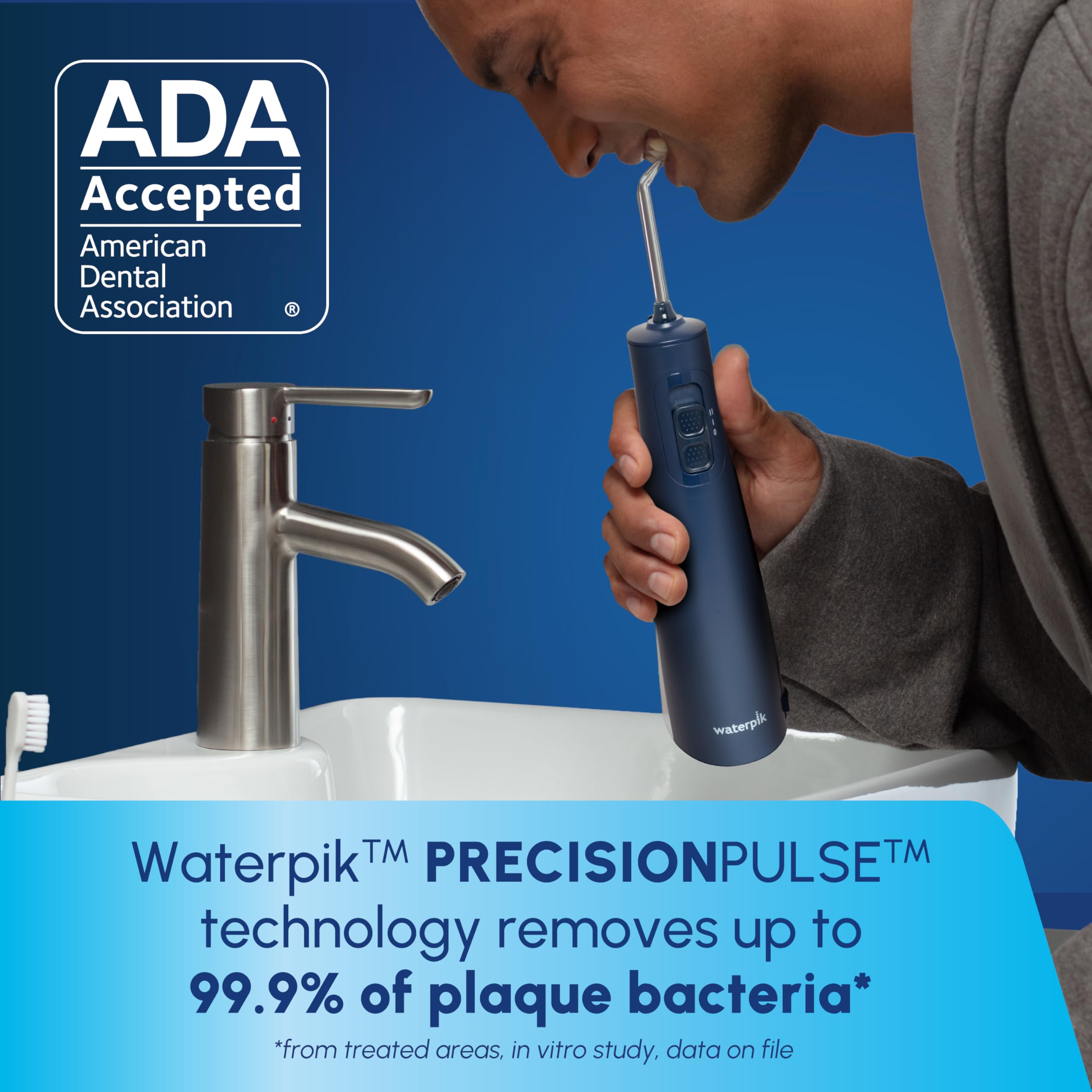 Foto 4 pulgar | Water Flosser Waterpik Wireless Pulse Recargable Wf-20 Azul - Venta Internacional.