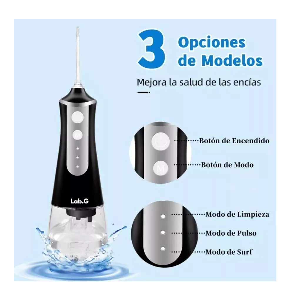 Foto 4 pulgar | Irrigador Bucal Limpiador De Dientes Eléctrico Con 5 Boquillas Negro